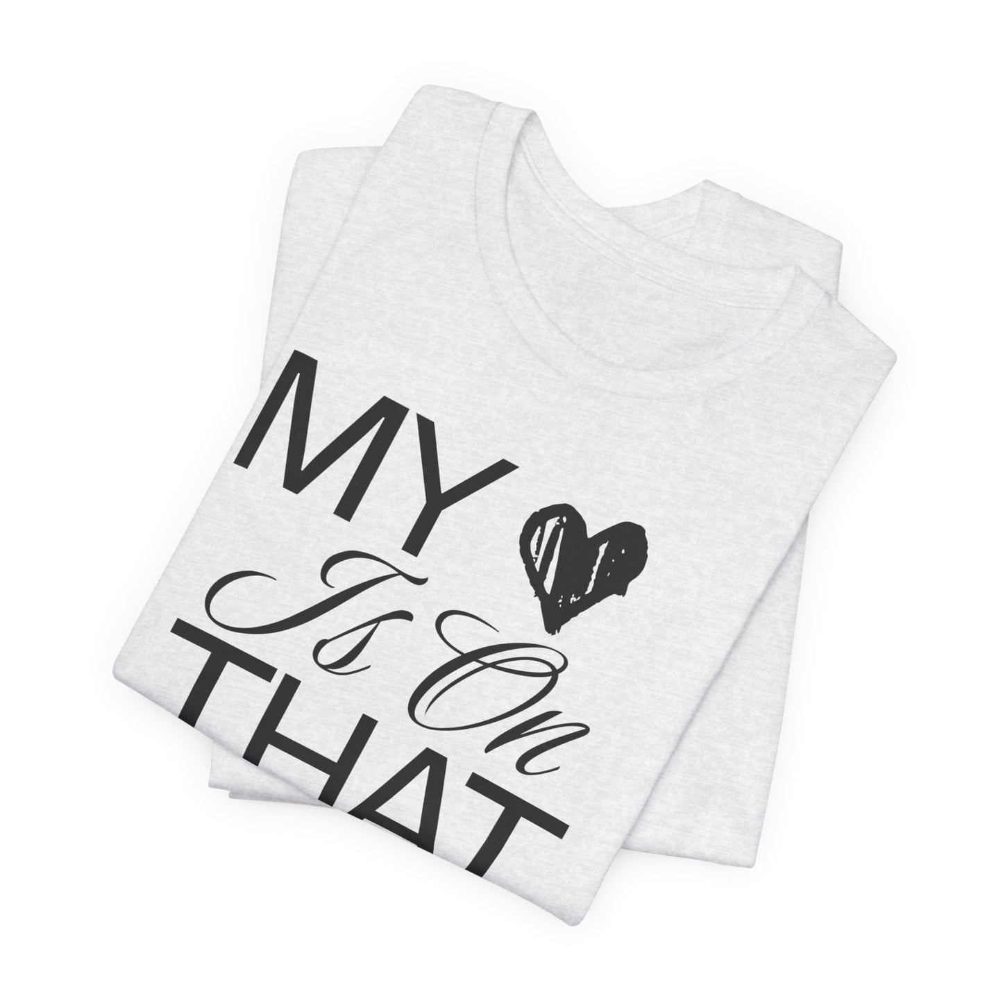 My Heart Is On The Mat T-Shirt | Cheer Mom Gift | Cheerleading Mom Tee