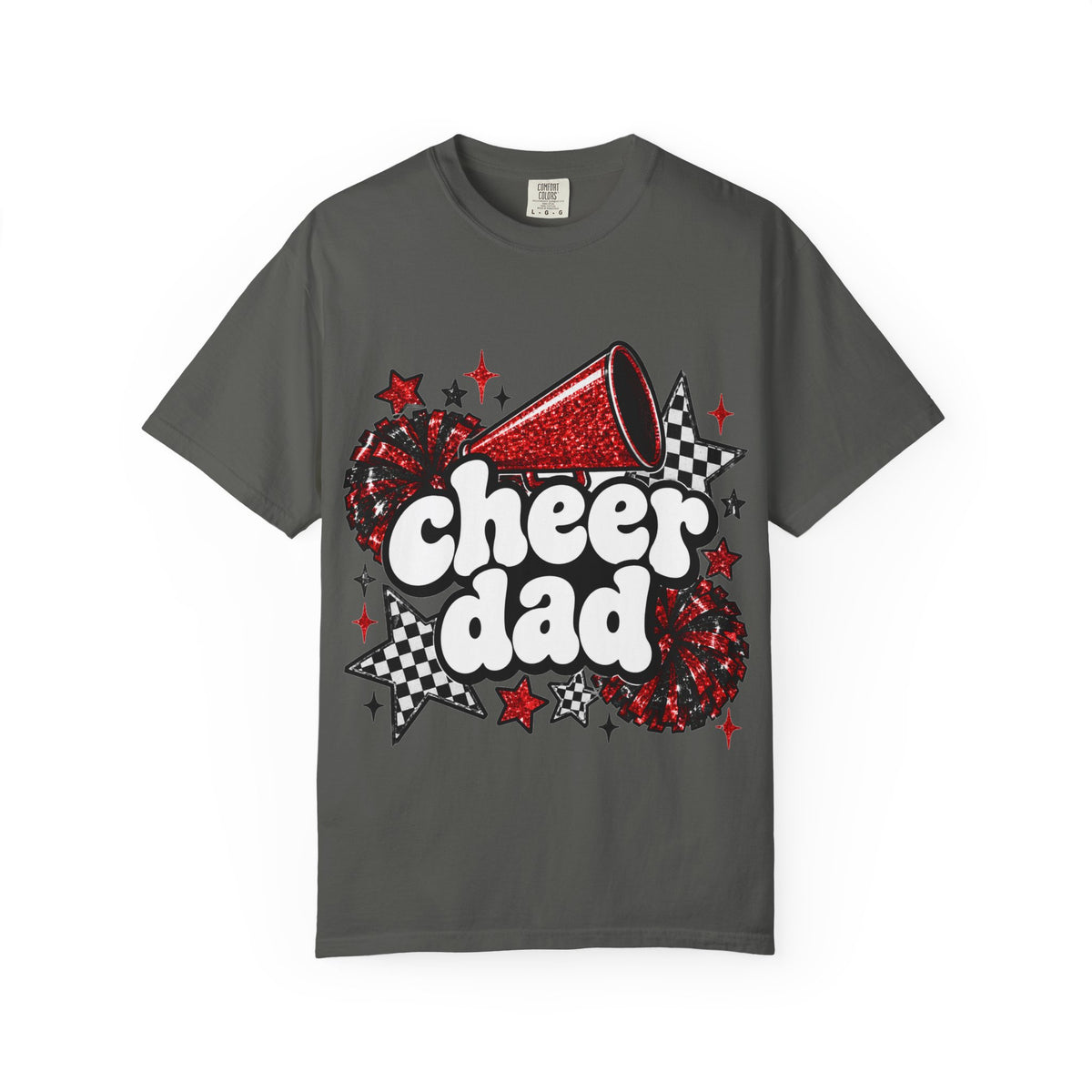 Cheer Dad Glitter Tee | Comfort Colors