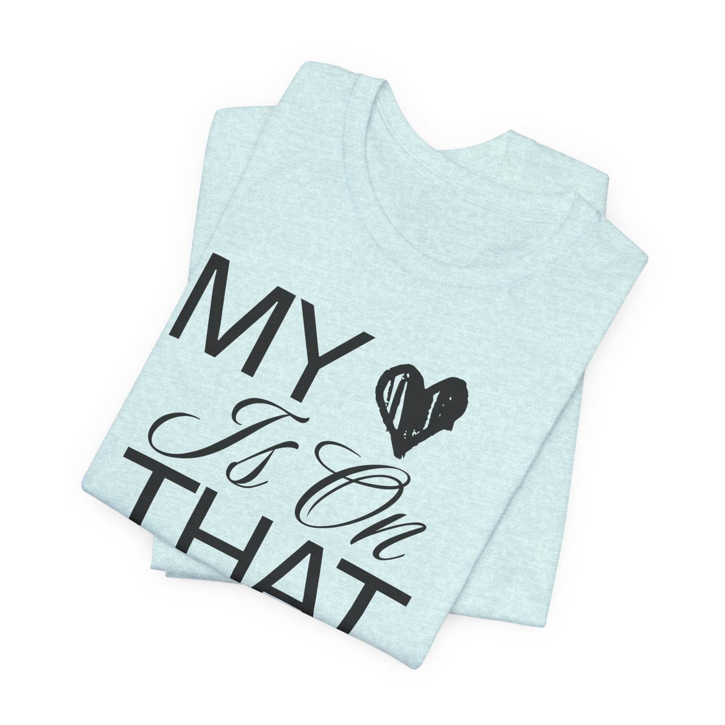 My Heart Is On The Mat T-Shirt | Cheer Mom Gift | Cheerleading Mom Tee