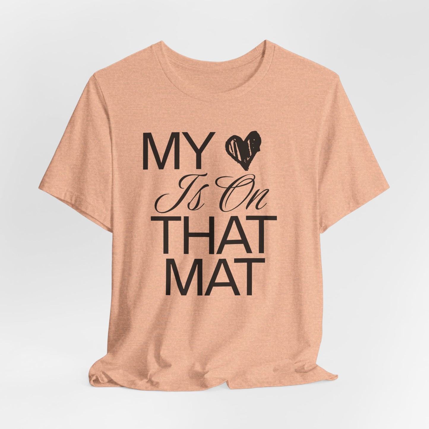 My Heart Is On The Mat T-Shirt | Cheer Mom Gift | Cheerleading Mom Tee