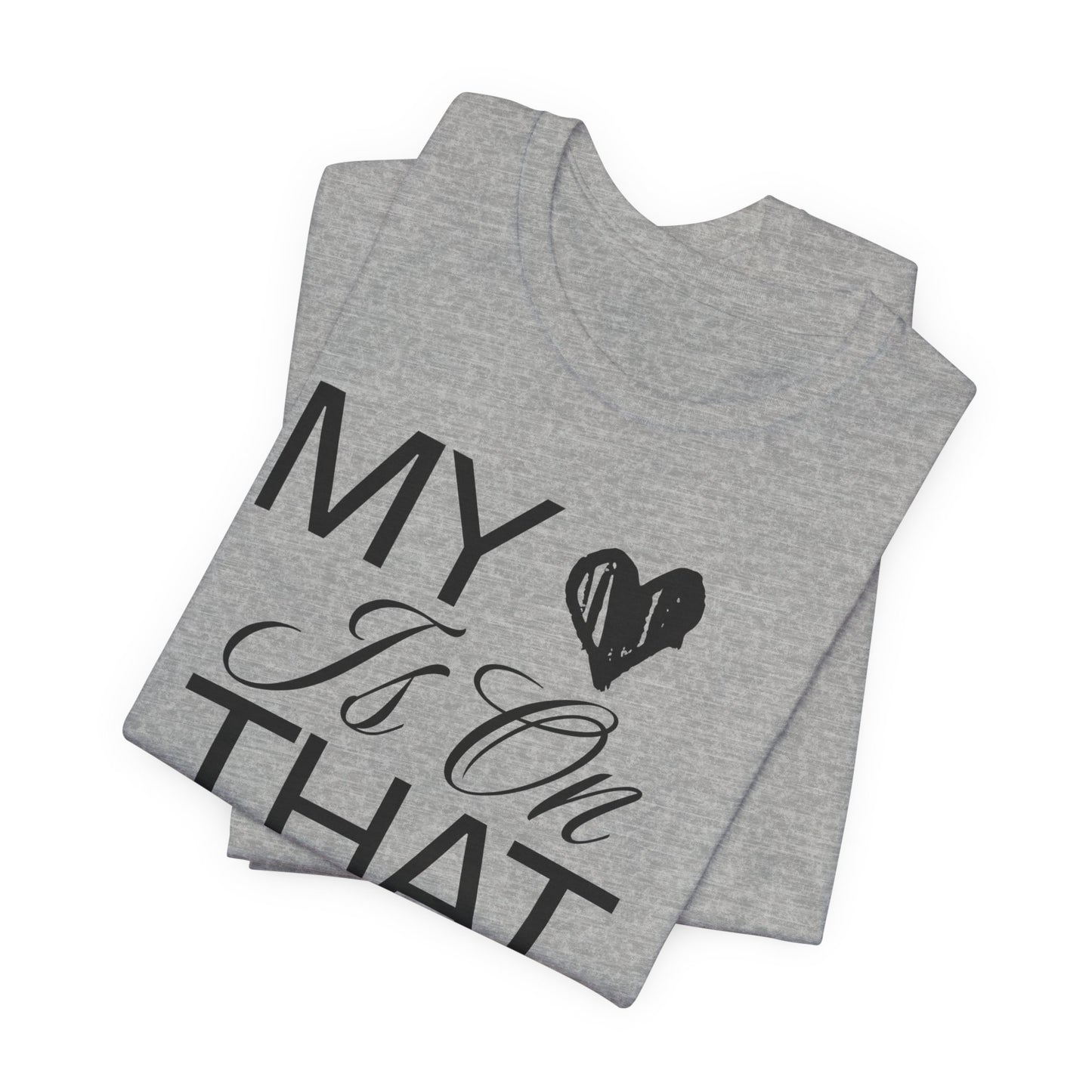 My Heart Is On The Mat T-Shirt | Cheer Mom Gift | Cheerleading Mom Tee