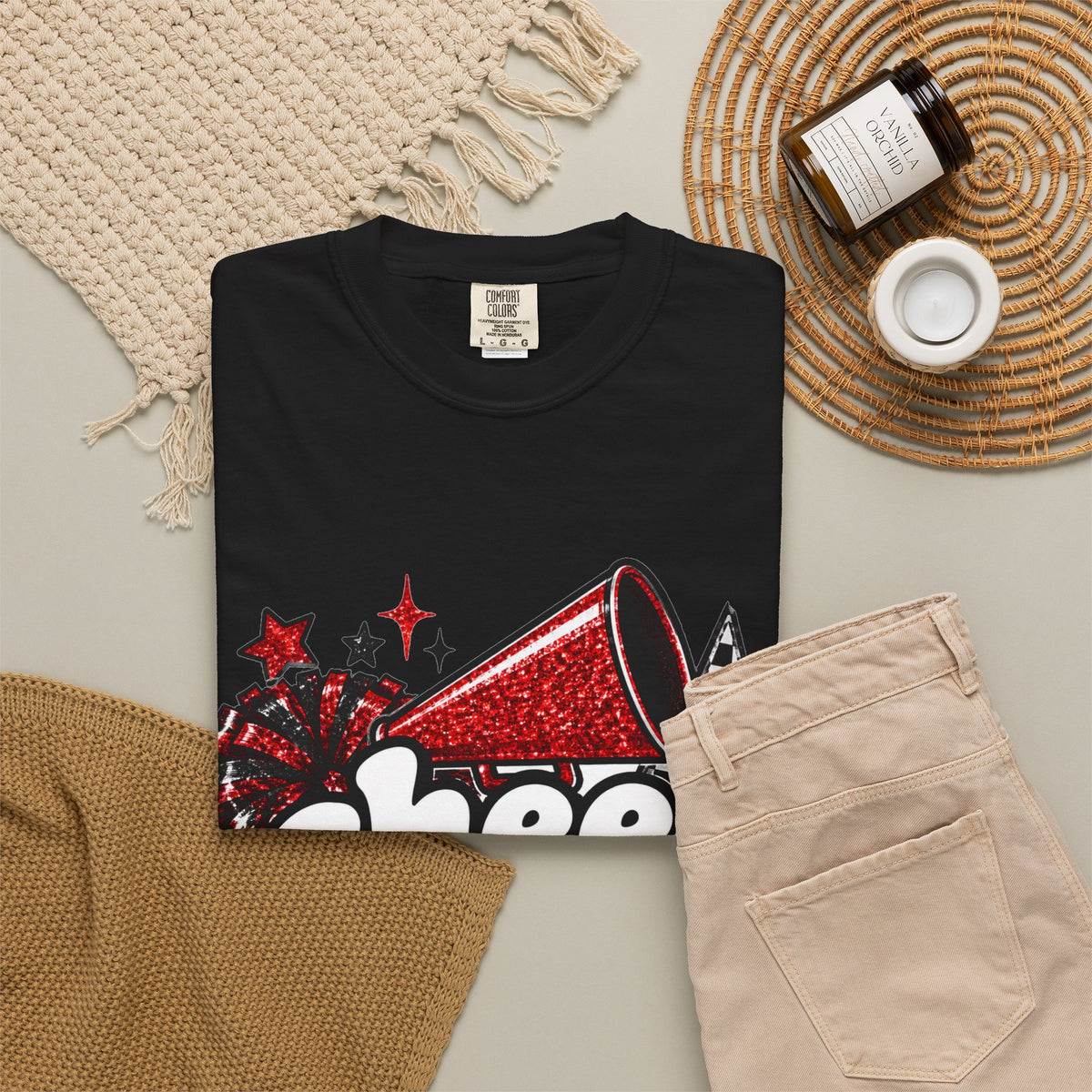 Cheer Dad Glitter Tee | Comfort Colors