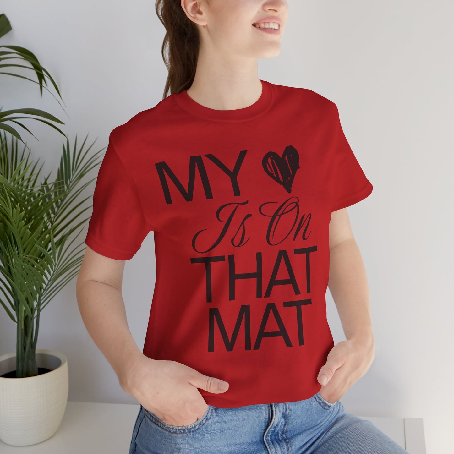 Cheer Mom Tee - My Heart Is On That Mat Cheerleading Mama T-Shirt