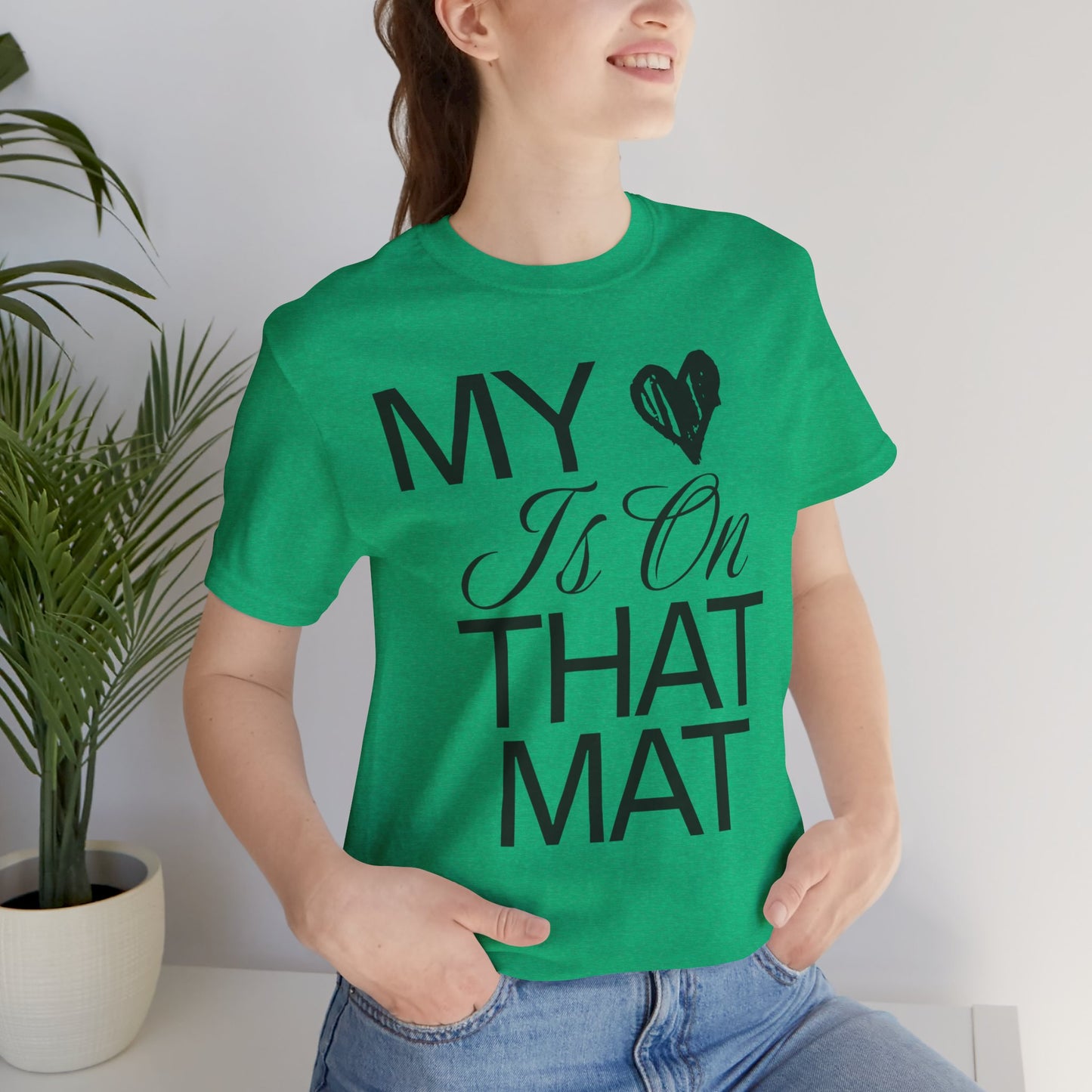 Cheer Mom Tee - My Heart Is On That Mat Cheerleading Mama T-Shirt