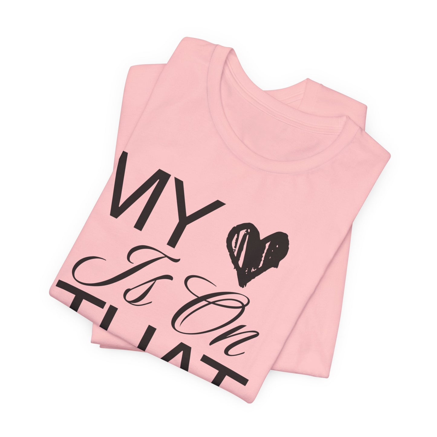 Cheer Mom Tee - My Heart Is On That Mat Cheerleading Mama T-Shirt