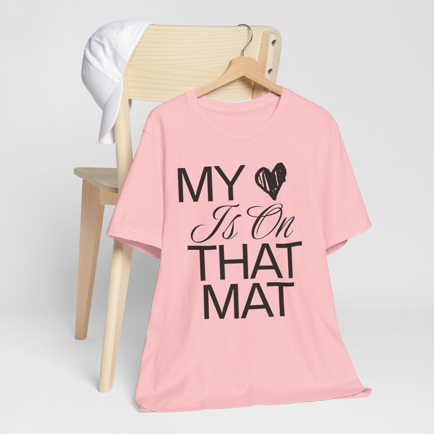 Cheer Mom Tee - My Heart Is On That Mat Cheerleading Mama T-Shirt