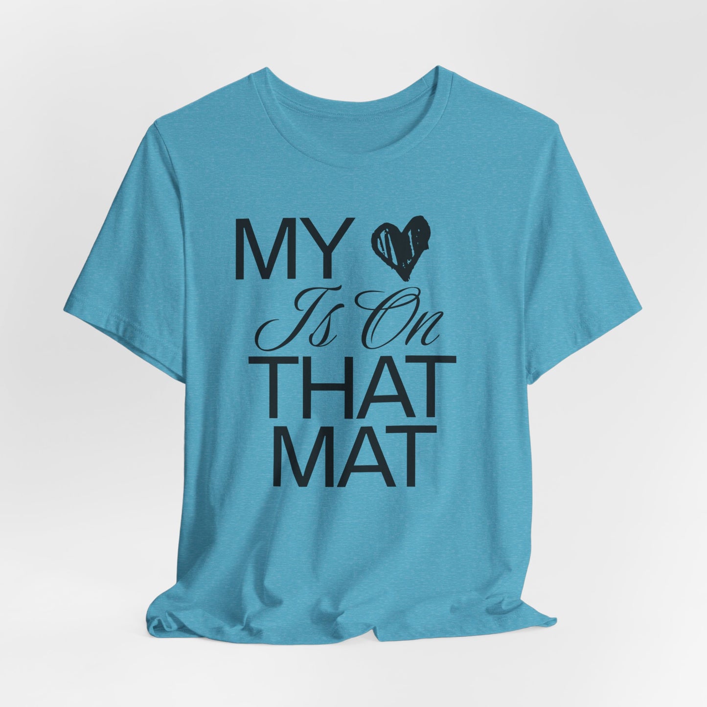 My Heart Is On The Mat T-Shirt | Cheer Mom Gift | Cheerleading Mom Tee