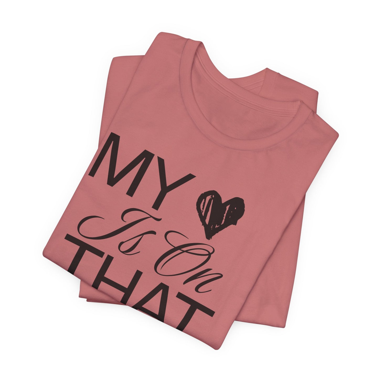 My Heart Is On The Mat T-Shirt | Cheer Mom Gift | Cheerleading Mom Tee