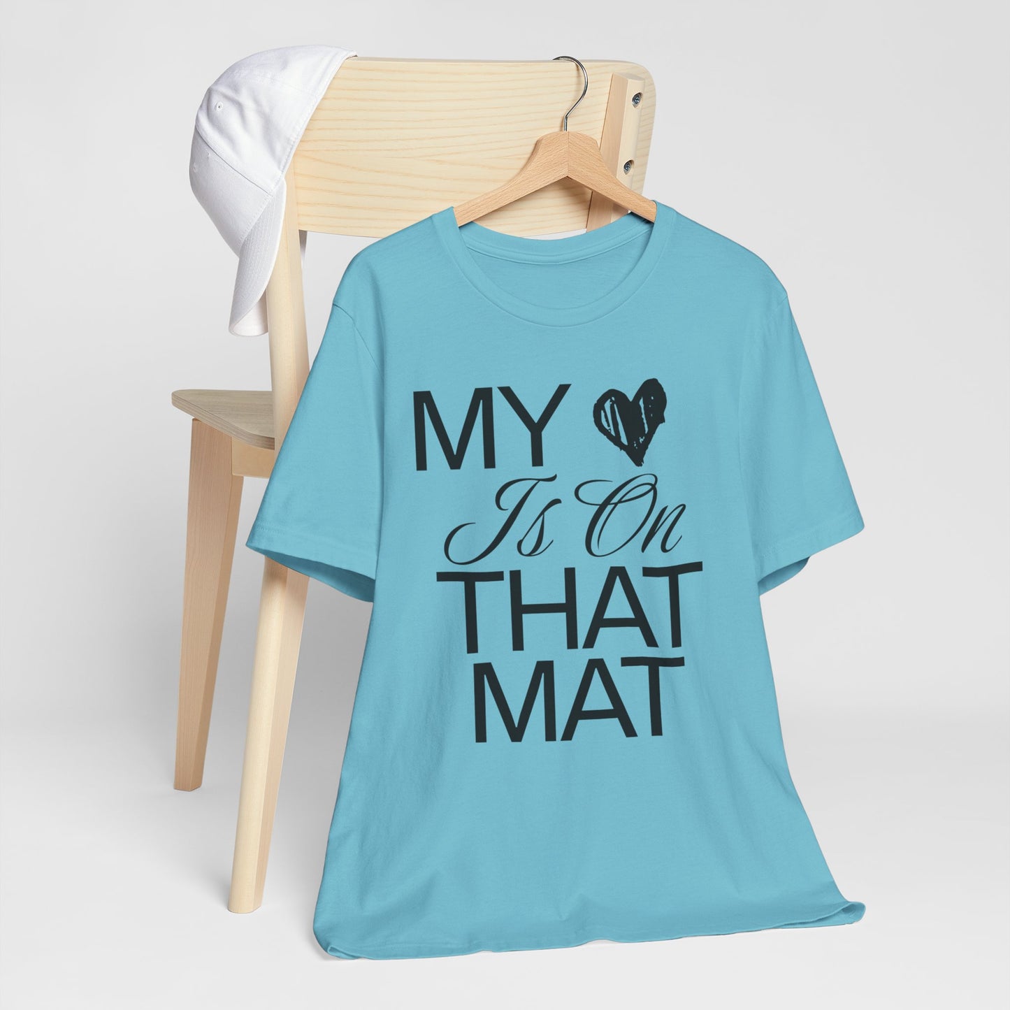 Cheer Mom Tee - My Heart Is On That Mat Cheerleading Mama T-Shirt