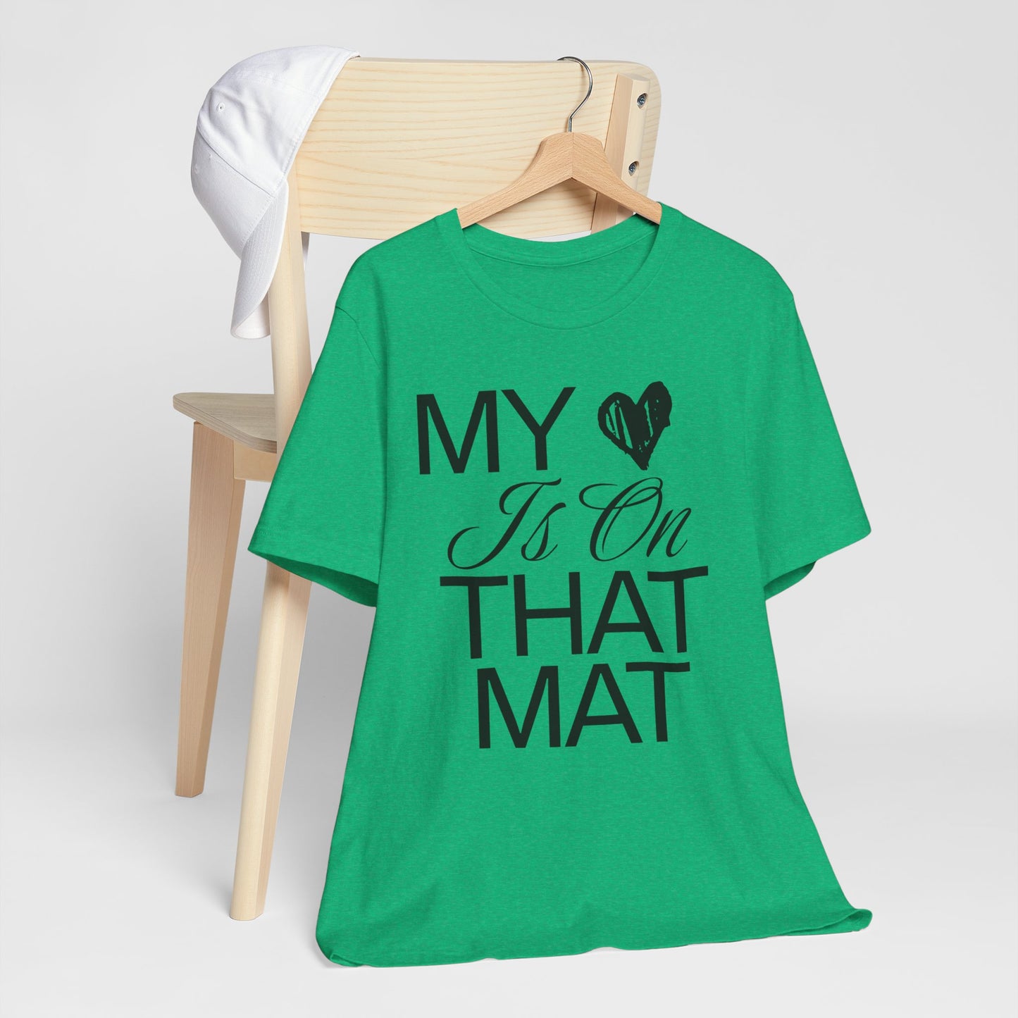 Cheer Mom Tee - My Heart Is On That Mat Cheerleading Mama T-Shirt