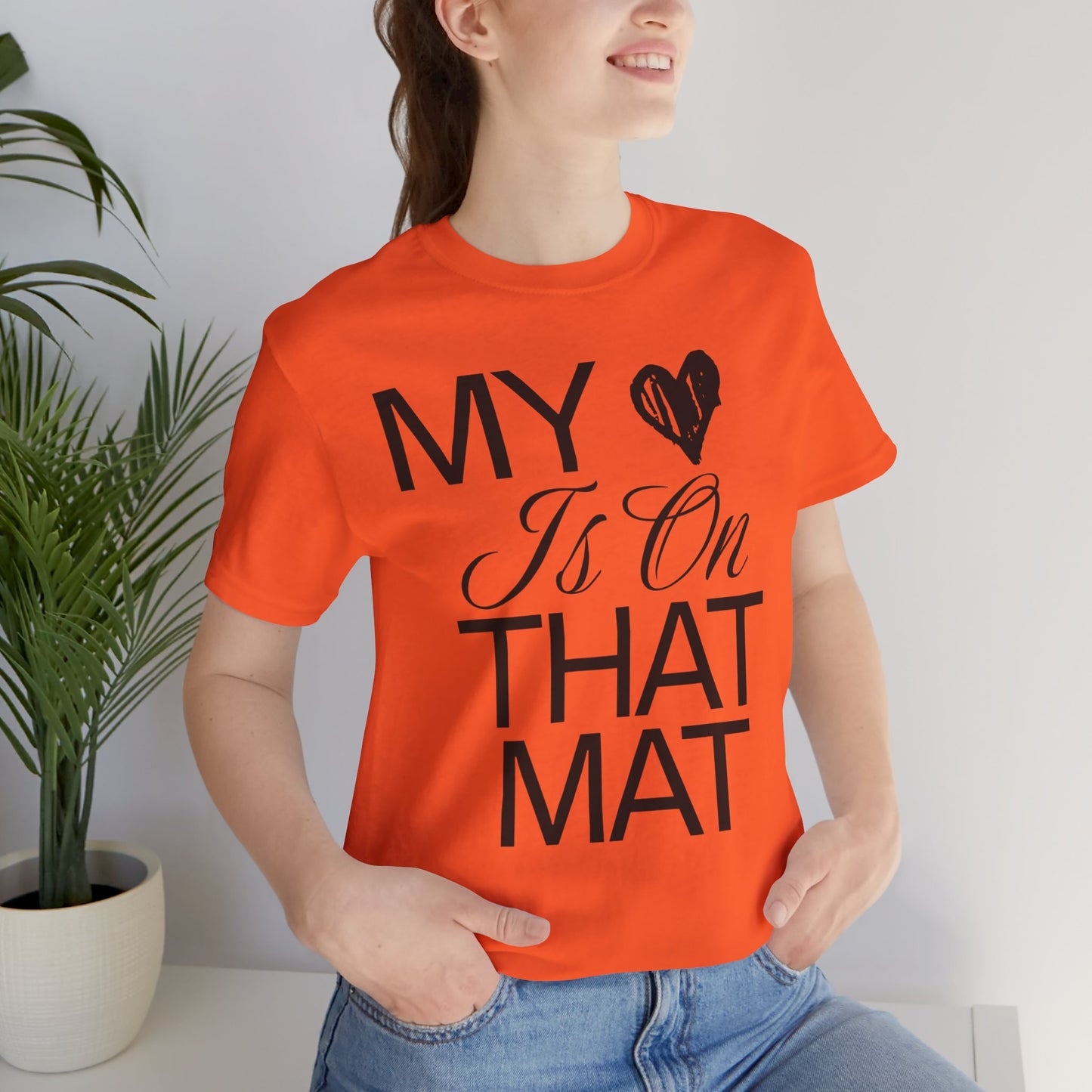 Cheer Mom Tee - My Heart Is On That Mat Cheerleading Mama T-Shirt