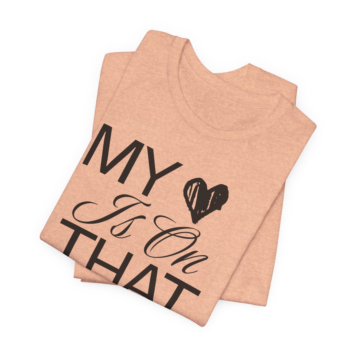 My Heart Is On The Mat T-Shirt | Cheer Mom Gift | Cheerleading Mom Tee