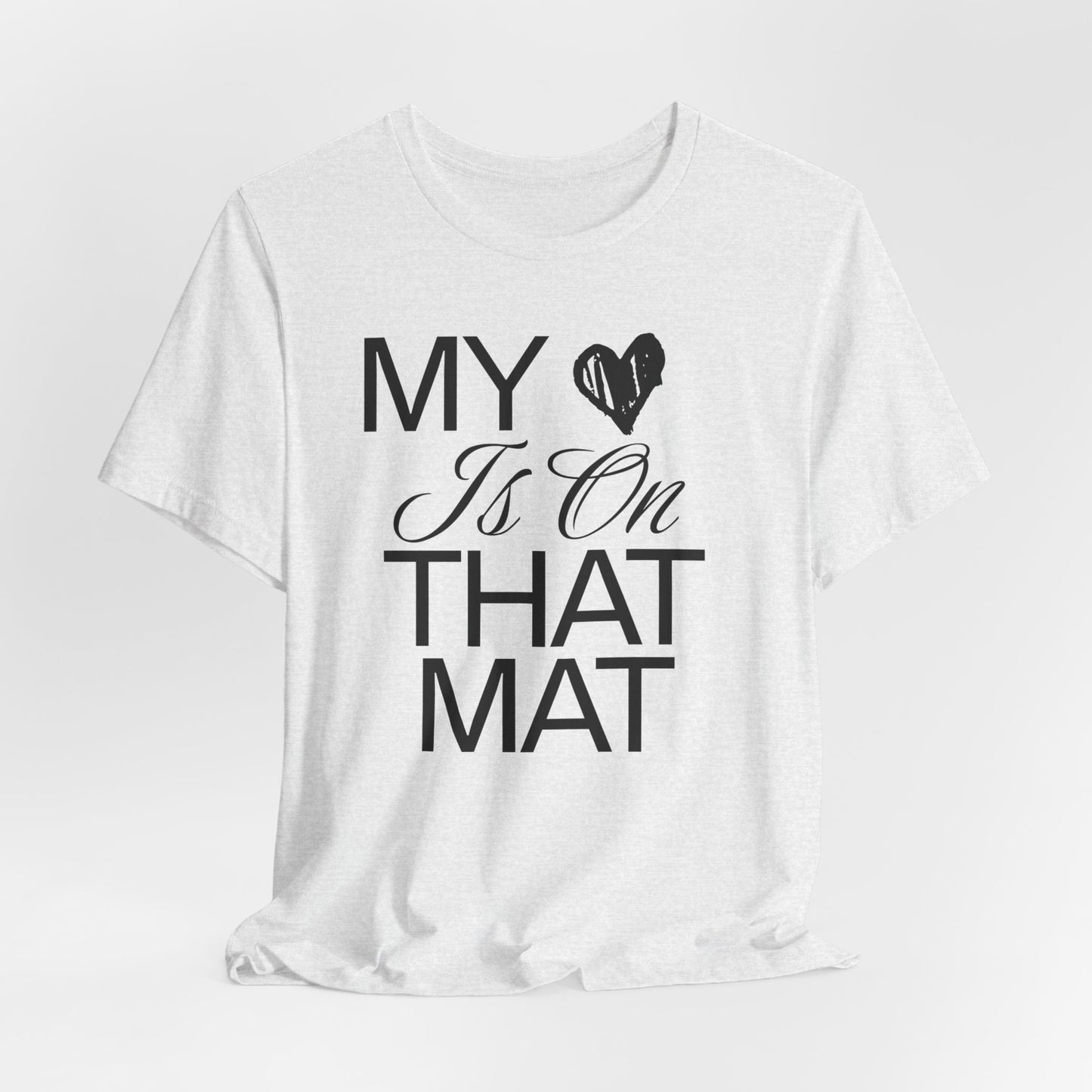 My Heart Is On The Mat T-Shirt | Cheer Mom Gift | Cheerleading Mom Tee