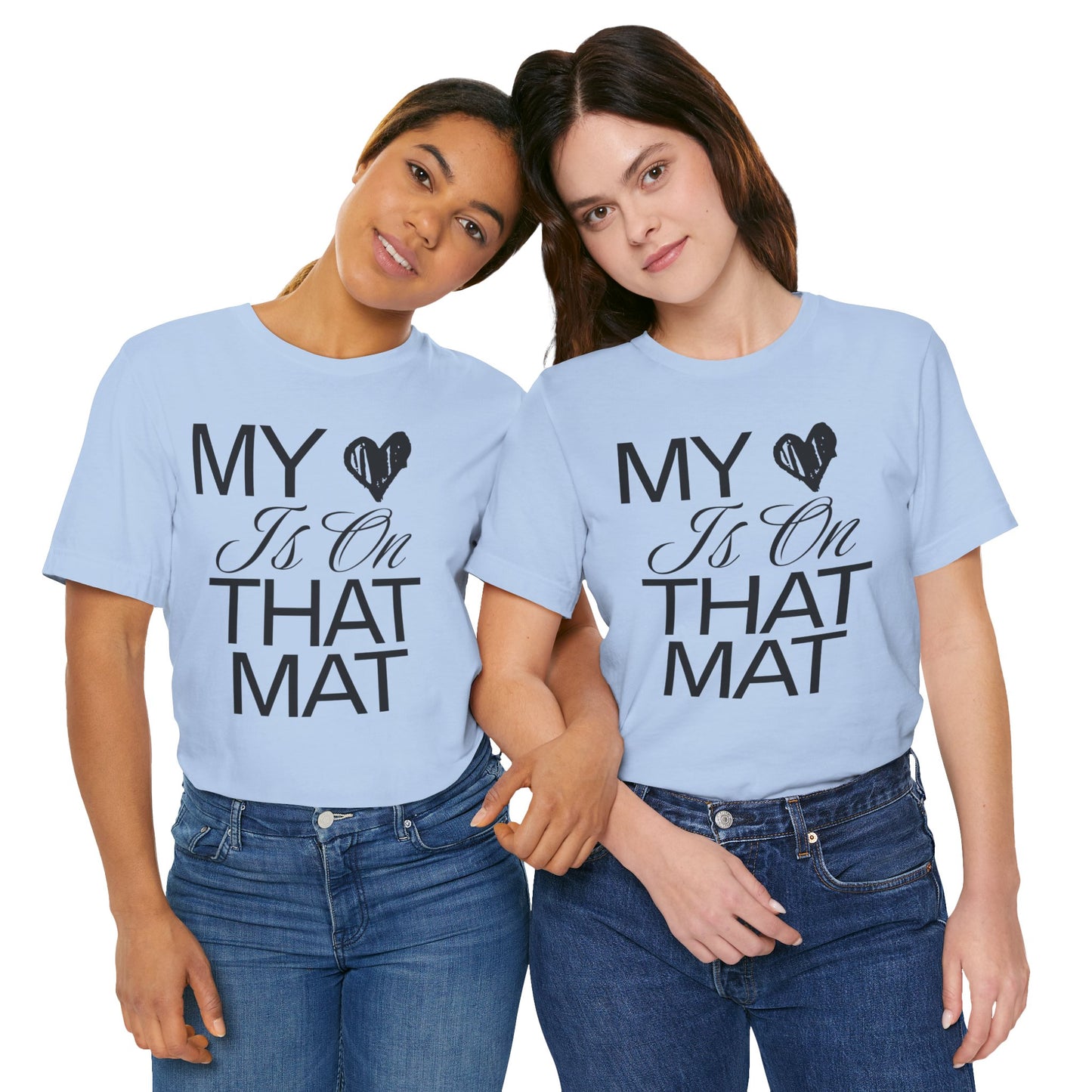 Cheer Mom Tee - My Heart Is On That Mat Cheerleading Mama T-Shirt