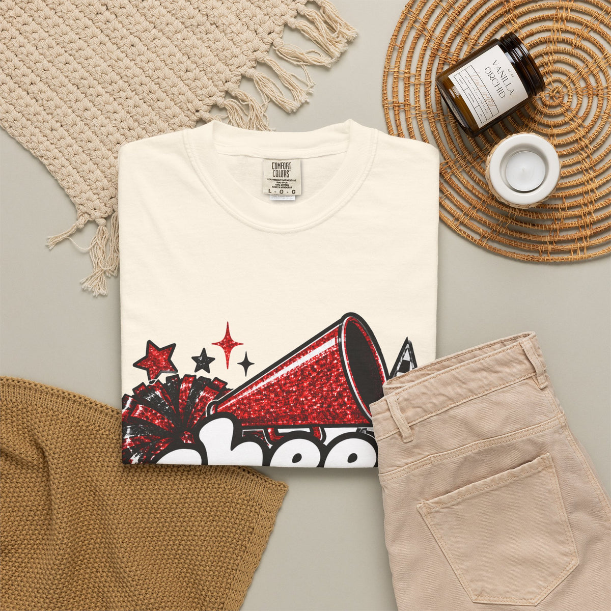 Cheer Dad Glitter Tee | Comfort Colors