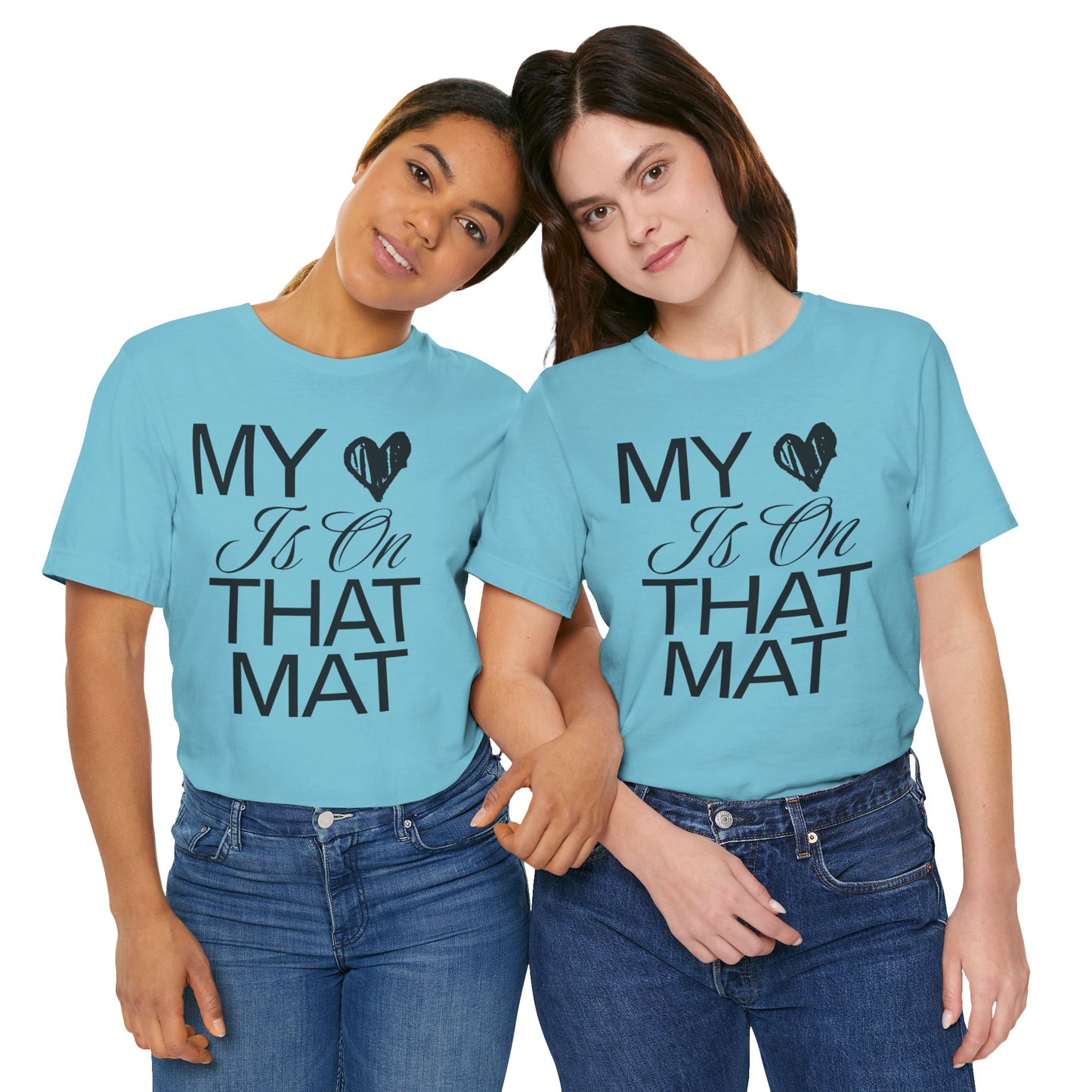 Cheer Mom Tee - My Heart Is On That Mat Cheerleading Mama T-Shirt