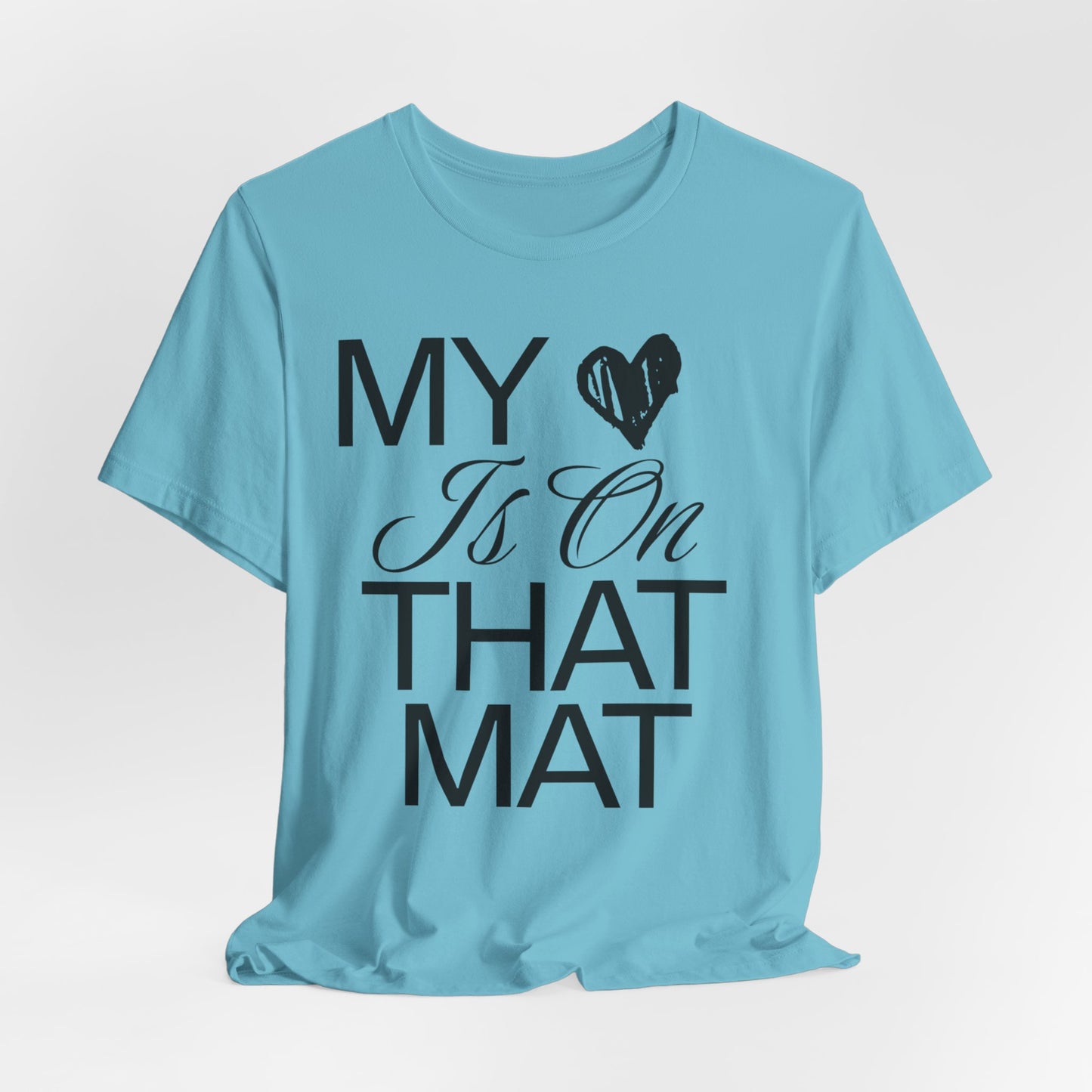 Cheer Mom Tee - My Heart Is On That Mat Cheerleading Mama T-Shirt