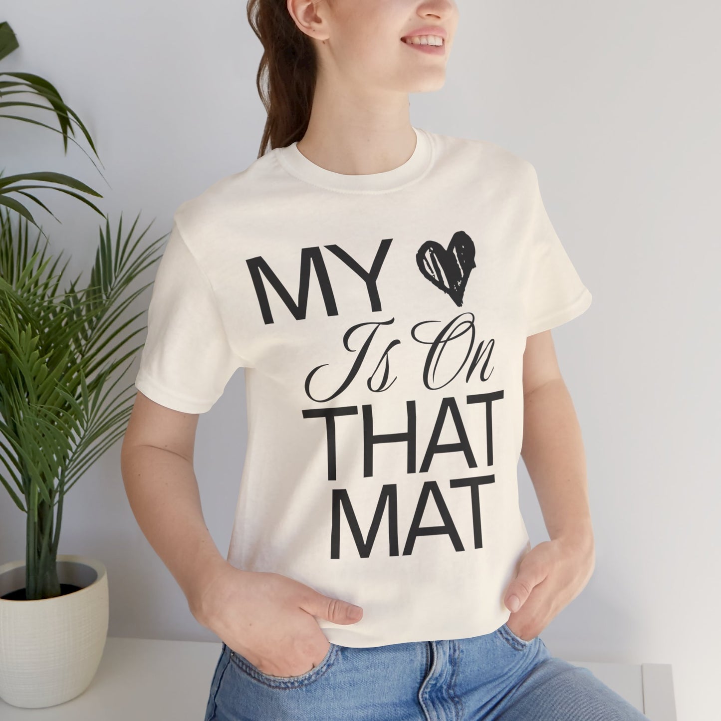 Cheer Mom Tee - My Heart Is On That Mat Cheerleading Mama T-Shirt