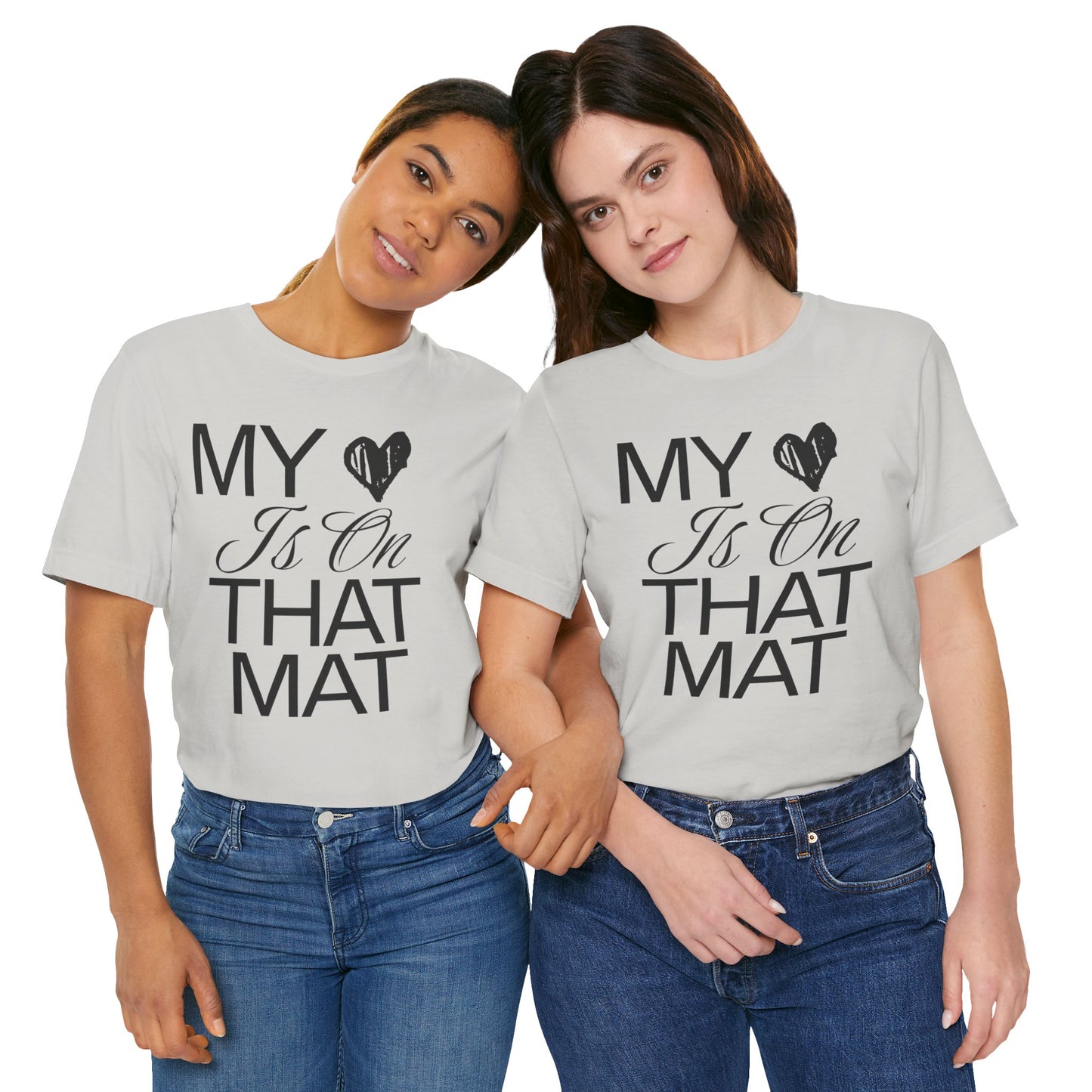 Cheer Mom Tee - My Heart Is On That Mat Cheerleading Mama T-Shirt