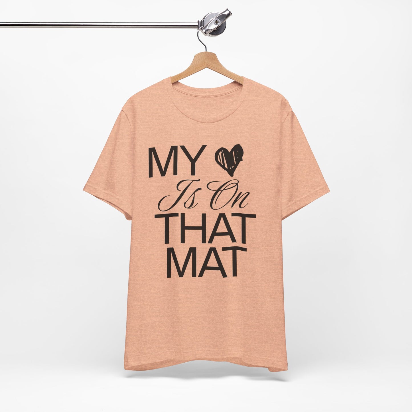 Cheer Mom Tee - My Heart Is On That Mat Cheerleading Mama T-Shirt