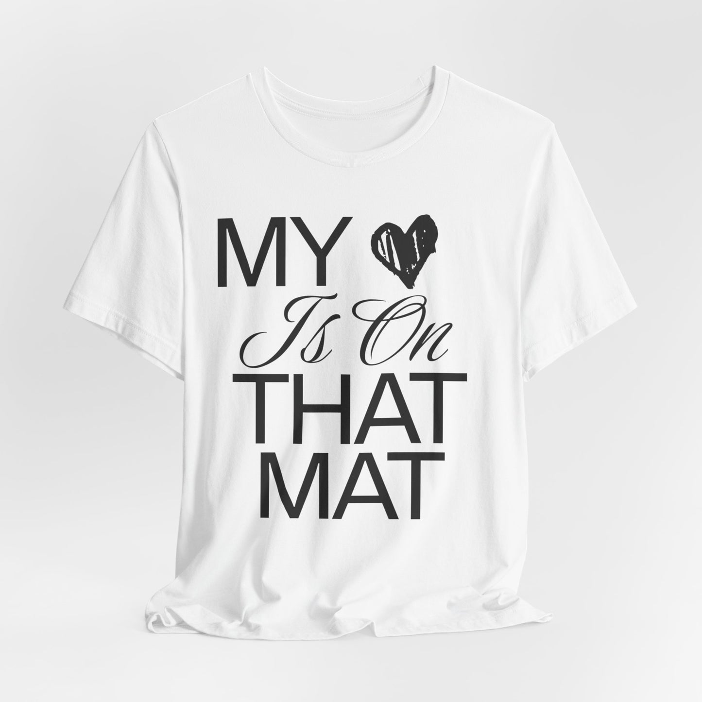 Cheer Mom Tee - My Heart Is On That Mat Cheerleading Mama T-Shirt