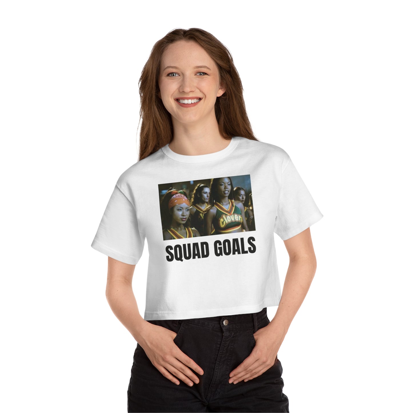 Cheer Tee - Bring It On Squad Goals Crop T-Shirt For Women