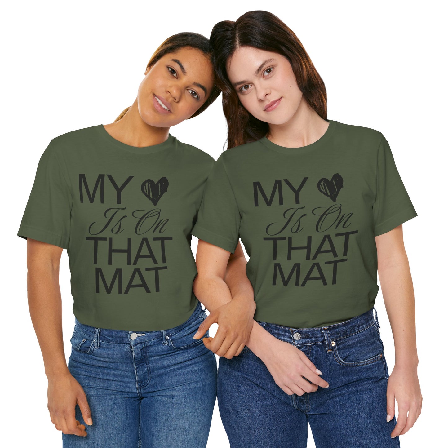 Cheer Mom Tee - My Heart Is On That Mat Cheerleading Mama T-Shirt