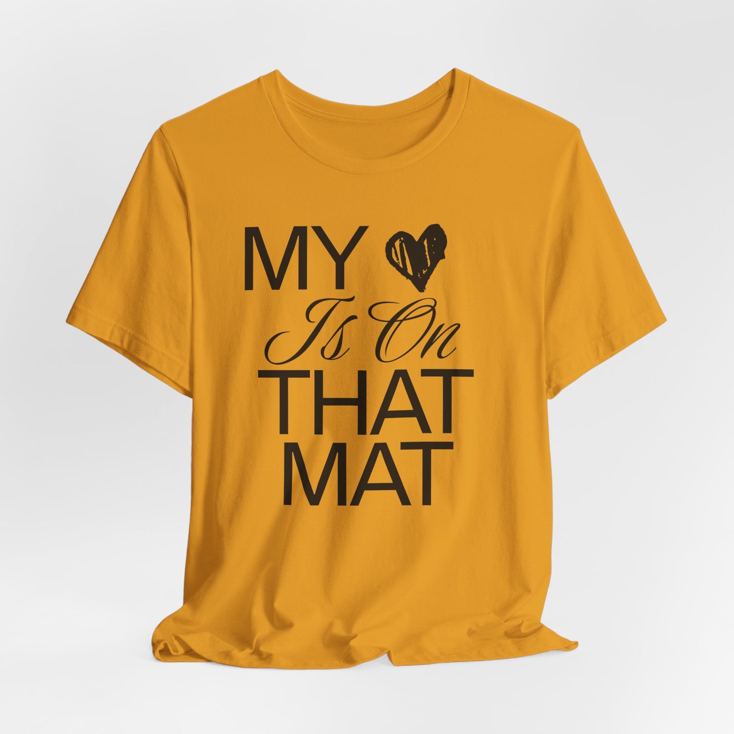 My Heart Is On The Mat T-Shirt | Cheer Mom Gift | Cheerleading Mom Tee