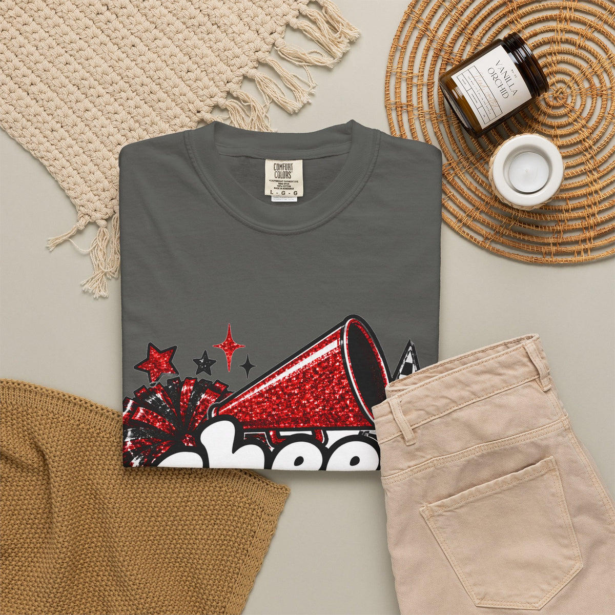 Cheer Dad Glitter Tee | Comfort Colors