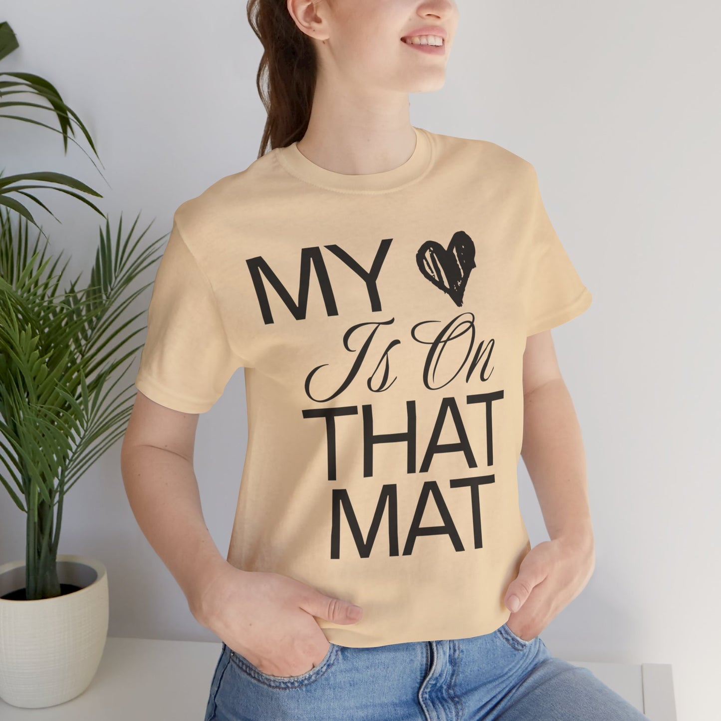 Cheer Mom Tee - My Heart Is On That Mat Cheerleading Mama T-Shirt