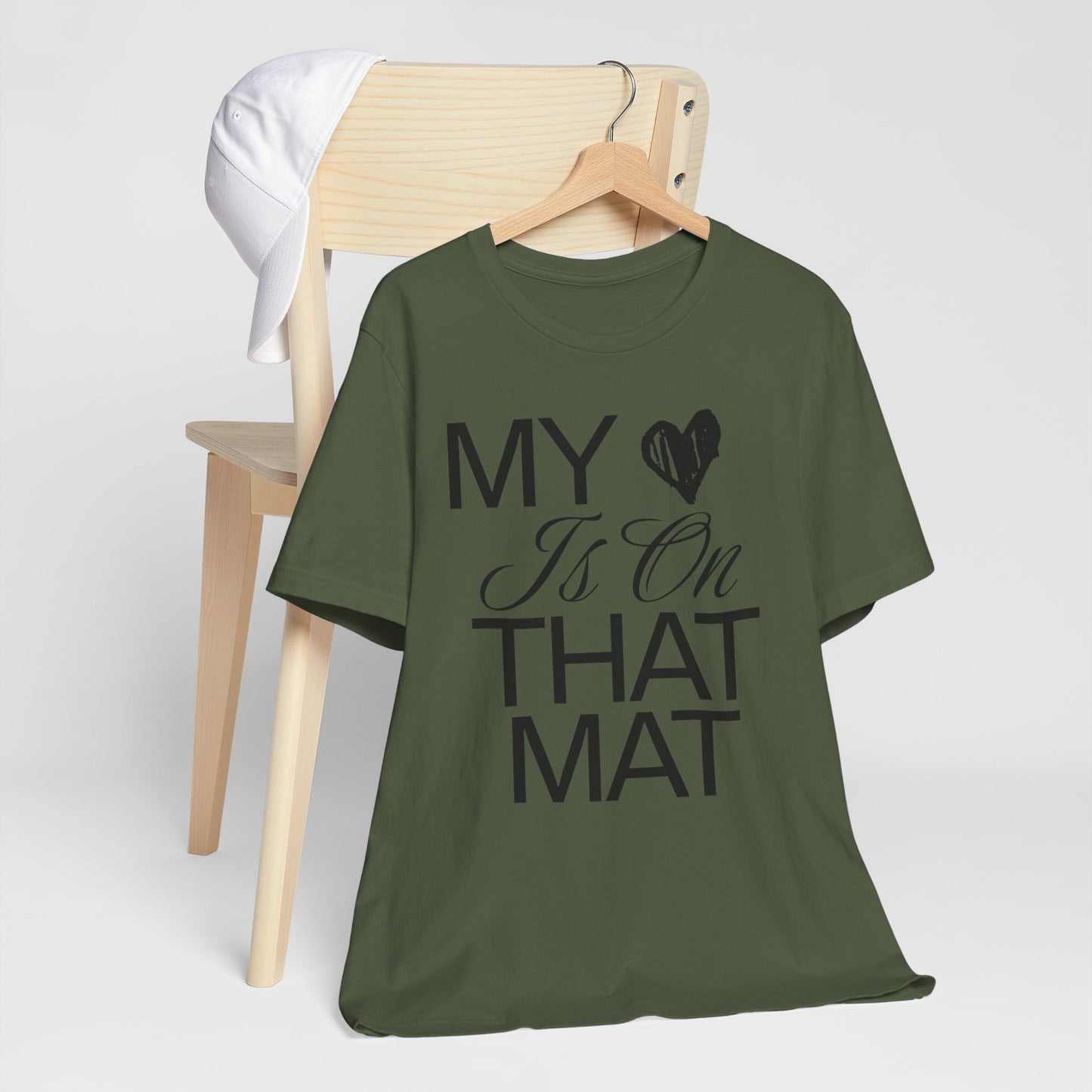 Cheer Mom Tee - My Heart Is On That Mat Cheerleading Mama T-Shirt