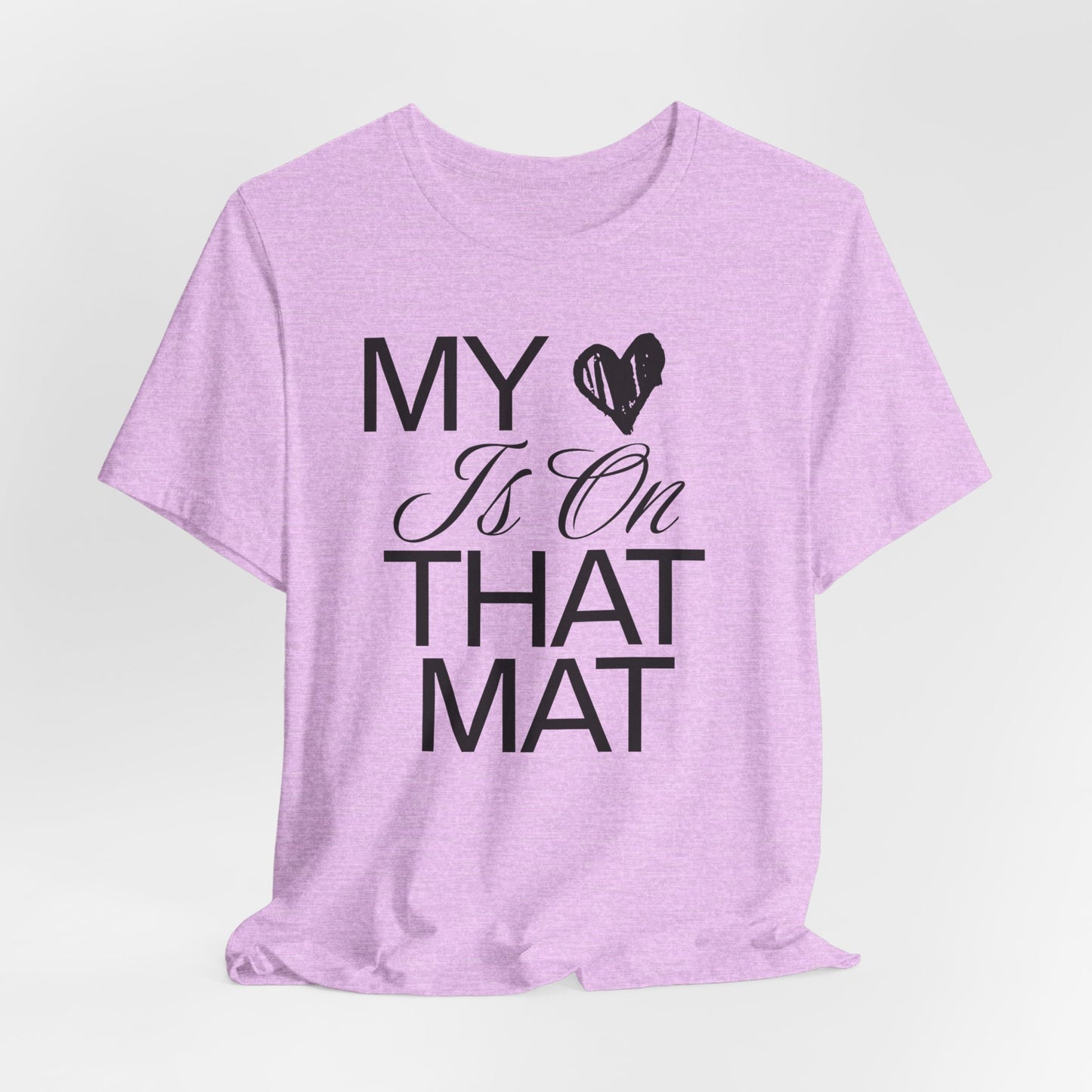 My Heart Is On The Mat T-Shirt | Cheer Mom Gift | Cheerleading Mom Tee