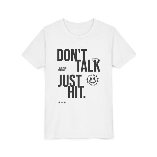 Don't Talk Just Hit Youth Cheerleading T-Shirt | Kids Cheer Gift | Girls Cheer Tee