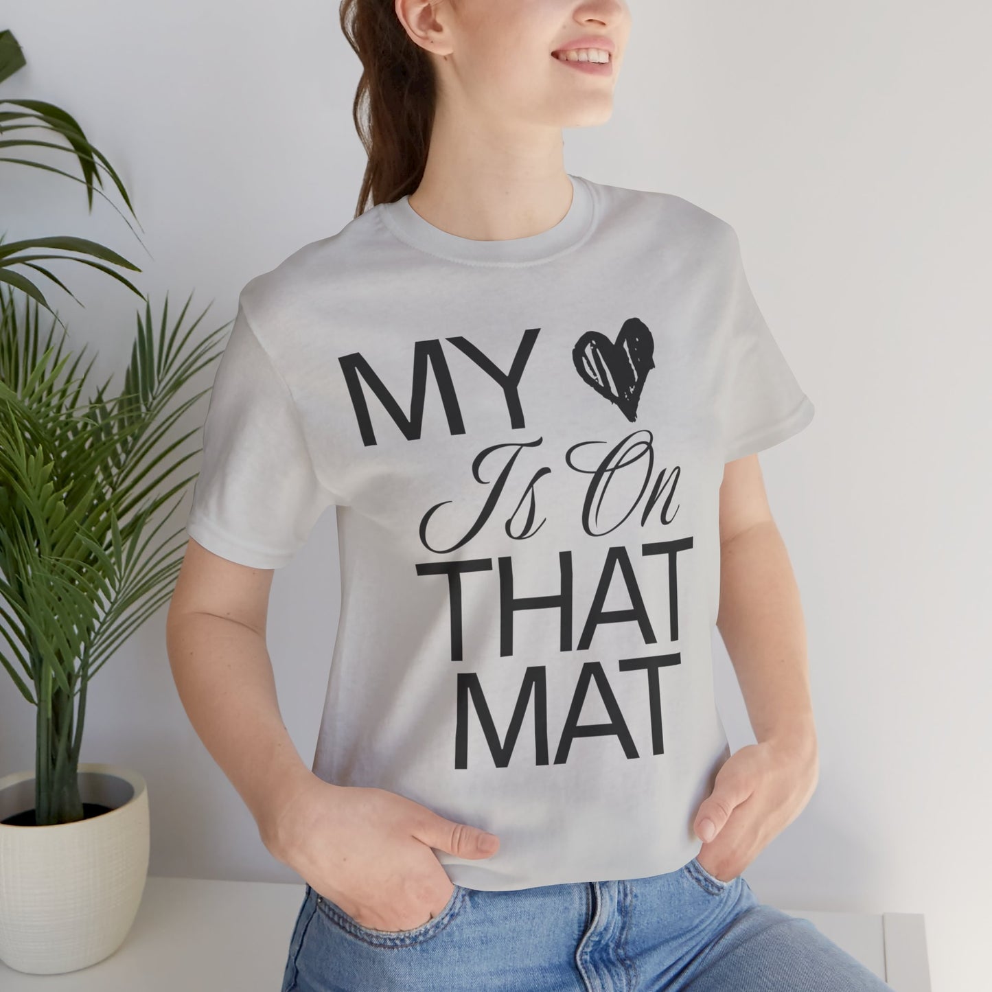 Cheer Mom Tee - My Heart Is On That Mat Cheerleading Mama T-Shirt