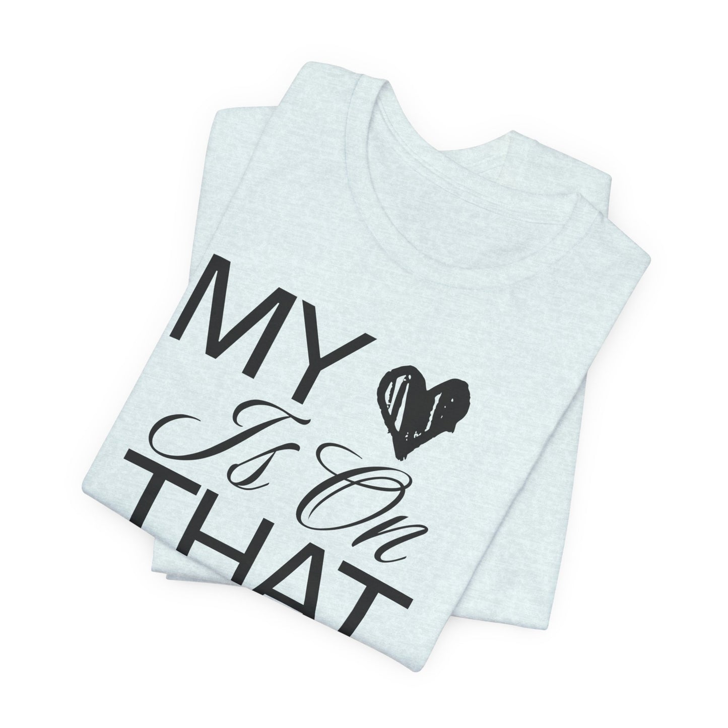 My Heart Is On The Mat T-Shirt | Cheer Mom Gift | Cheerleading Mom Tee