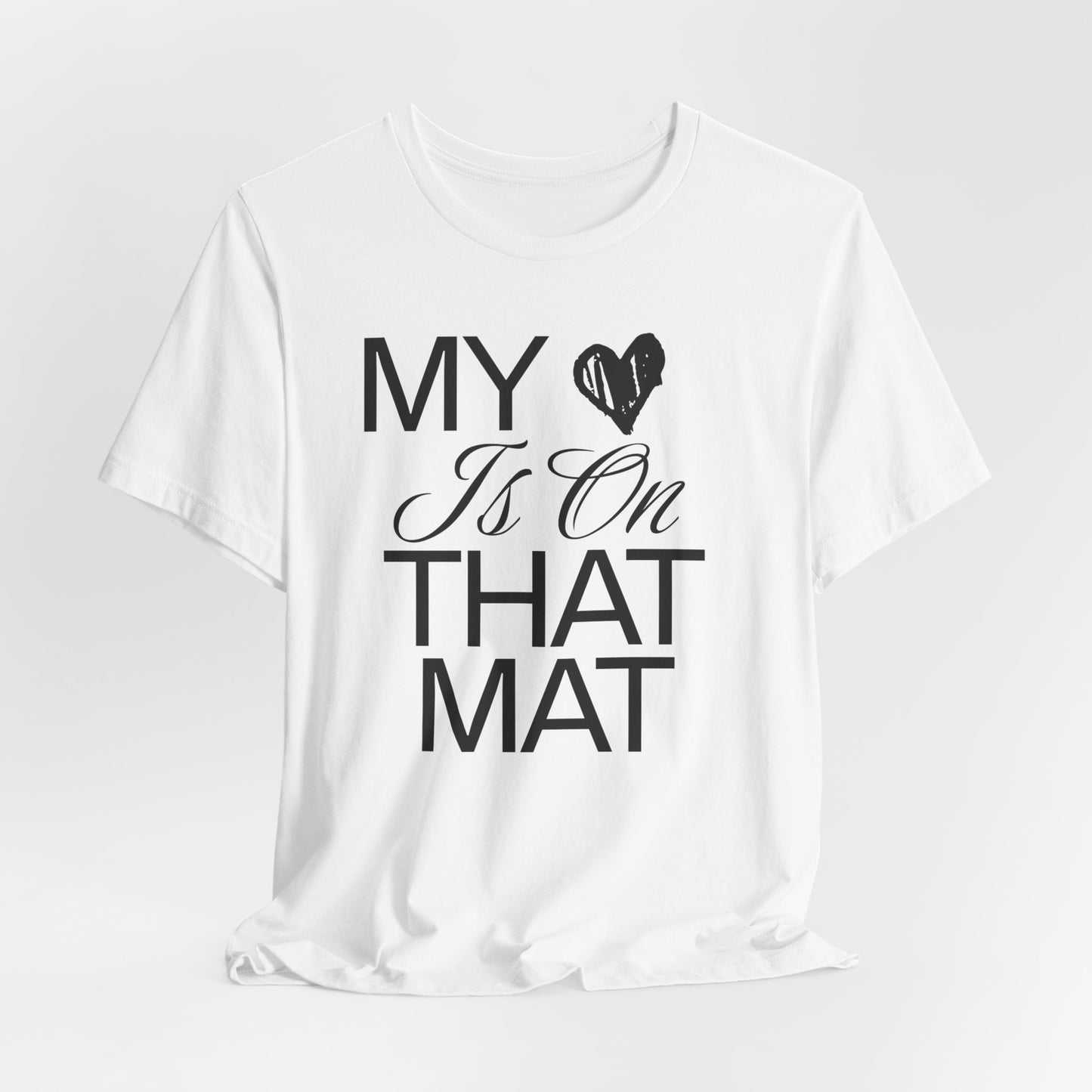 My Heart Is On The Mat T-Shirt | Cheer Mom Gift | Cheerleading Mom Tee
