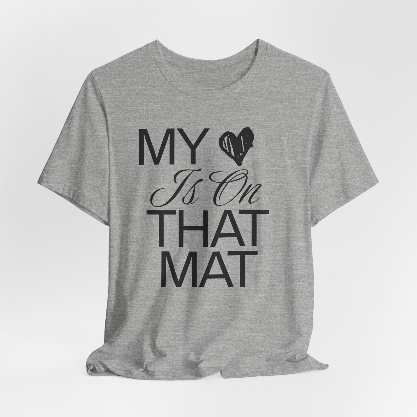 My Heart Is On The Mat T-Shirt | Cheer Mom Gift | Cheerleading Mom Tee