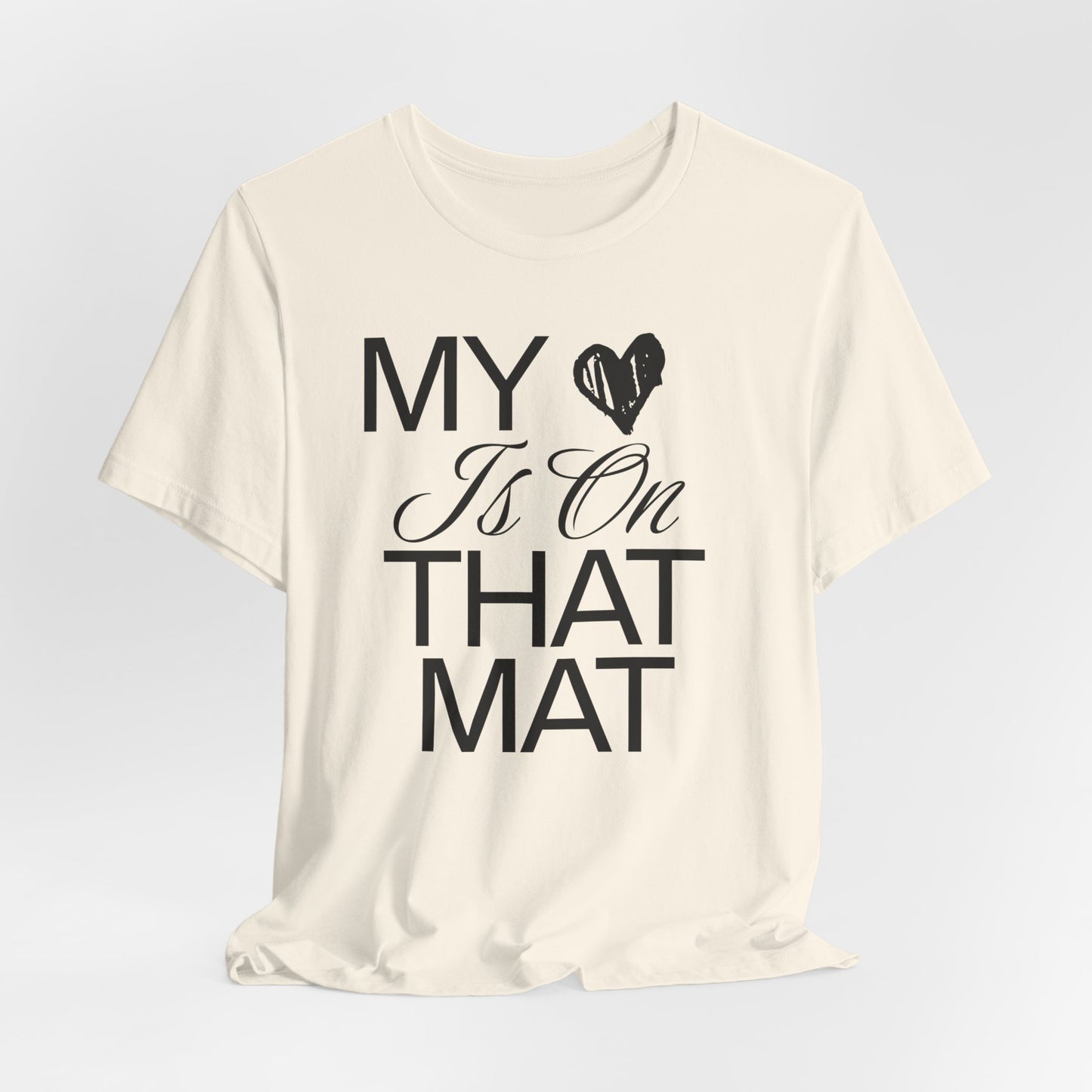 My Heart Is On The Mat T-Shirt | Cheer Mom Gift | Cheerleading Mom Tee