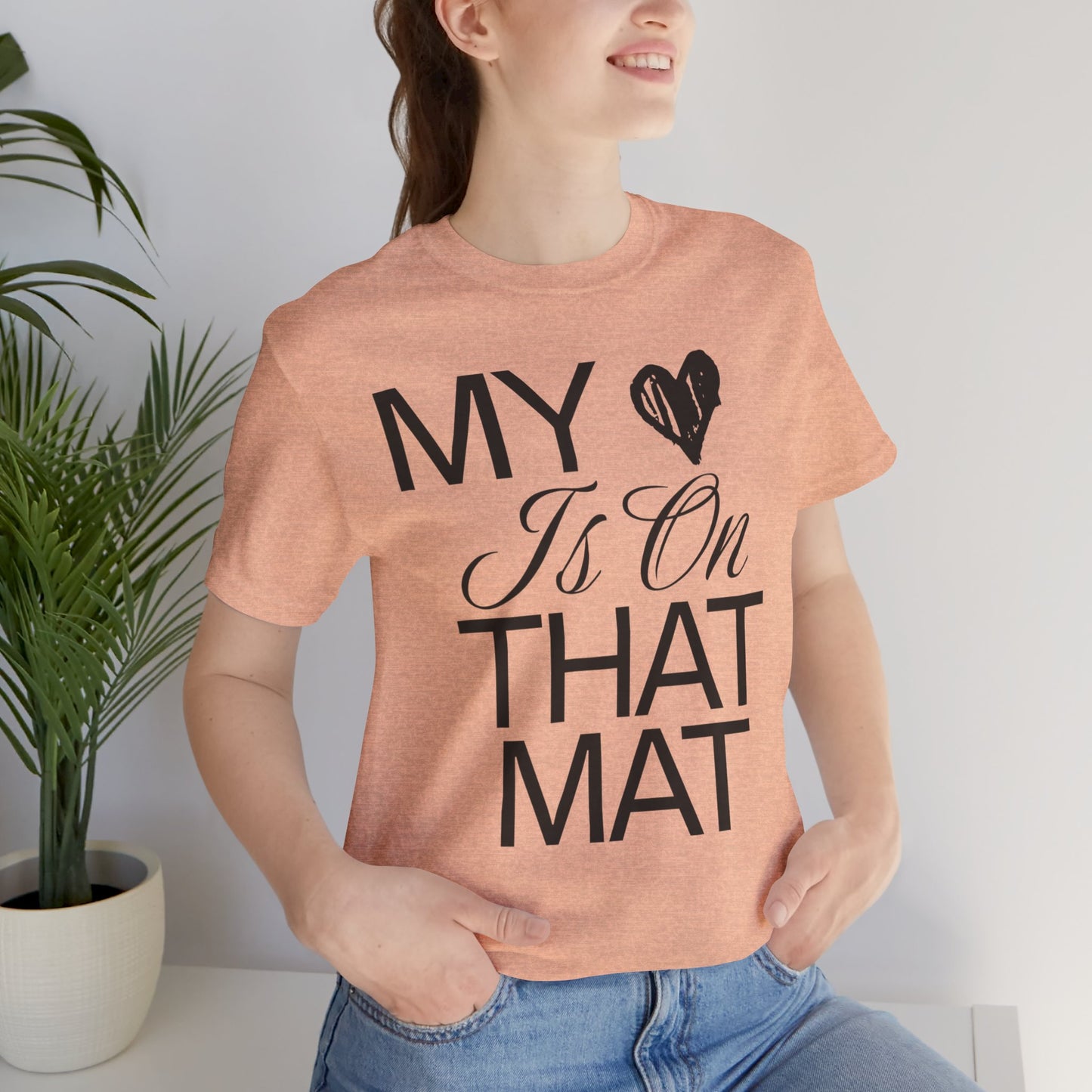 Cheer Mom Tee - My Heart Is On That Mat Cheerleading Mama T-Shirt