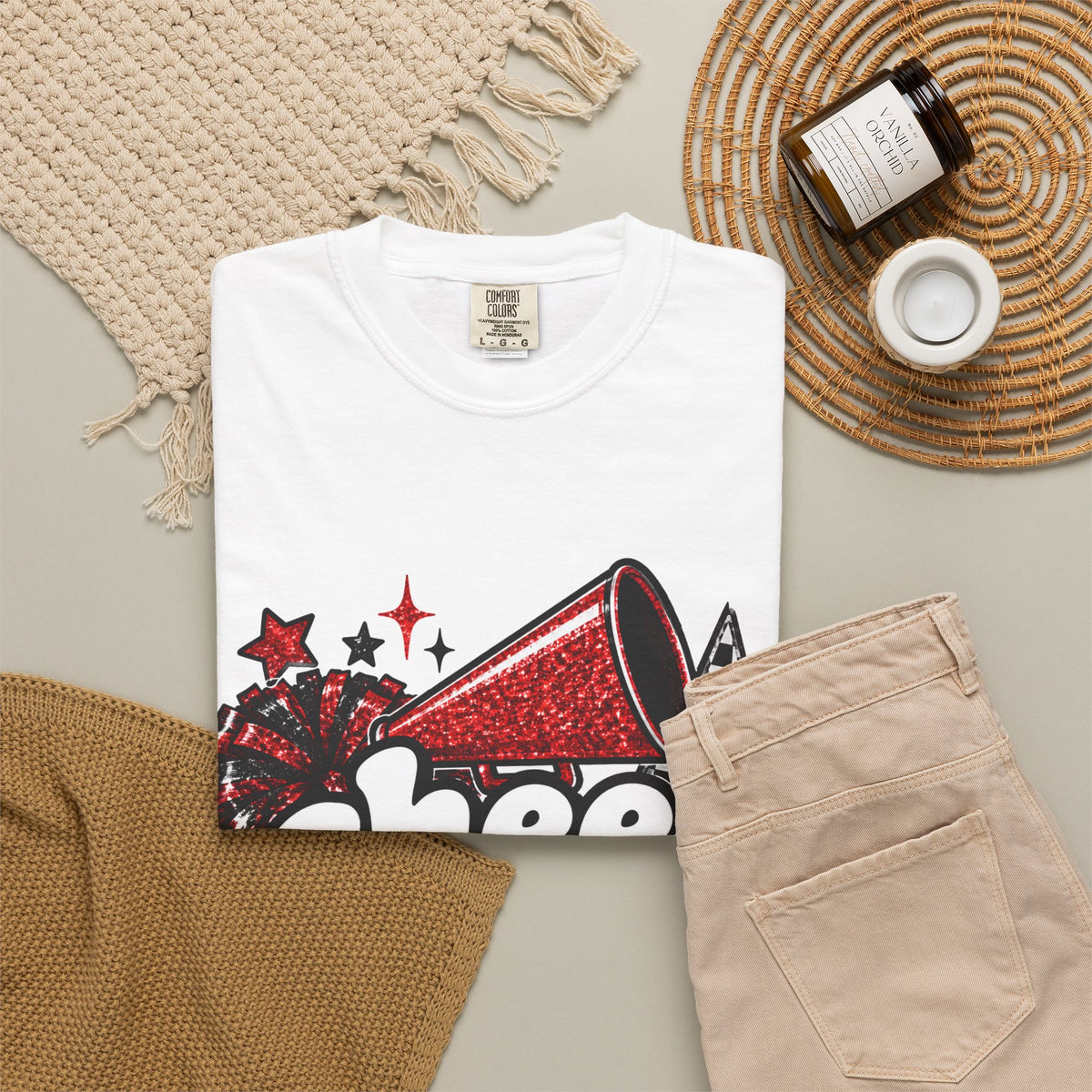 Cheer Dad Glitter Tee | Comfort Colors