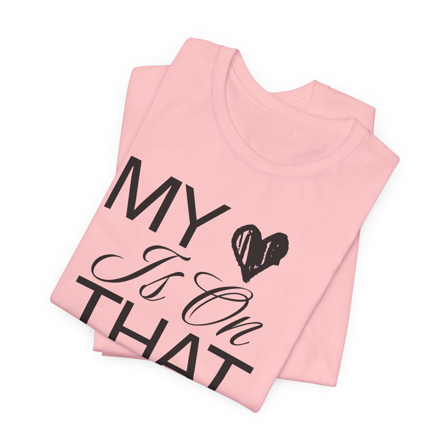 My Heart Is On The Mat T-Shirt | Cheer Mom Gift | Cheerleading Mom Tee