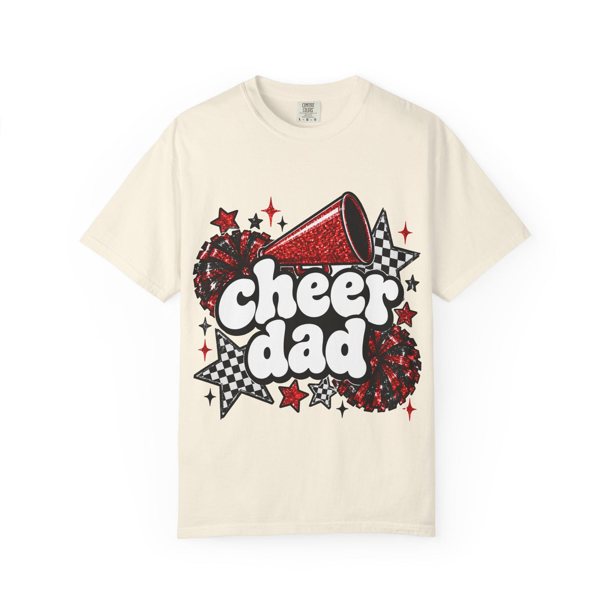 Cheer Dad Glitter Tee | Comfort Colors