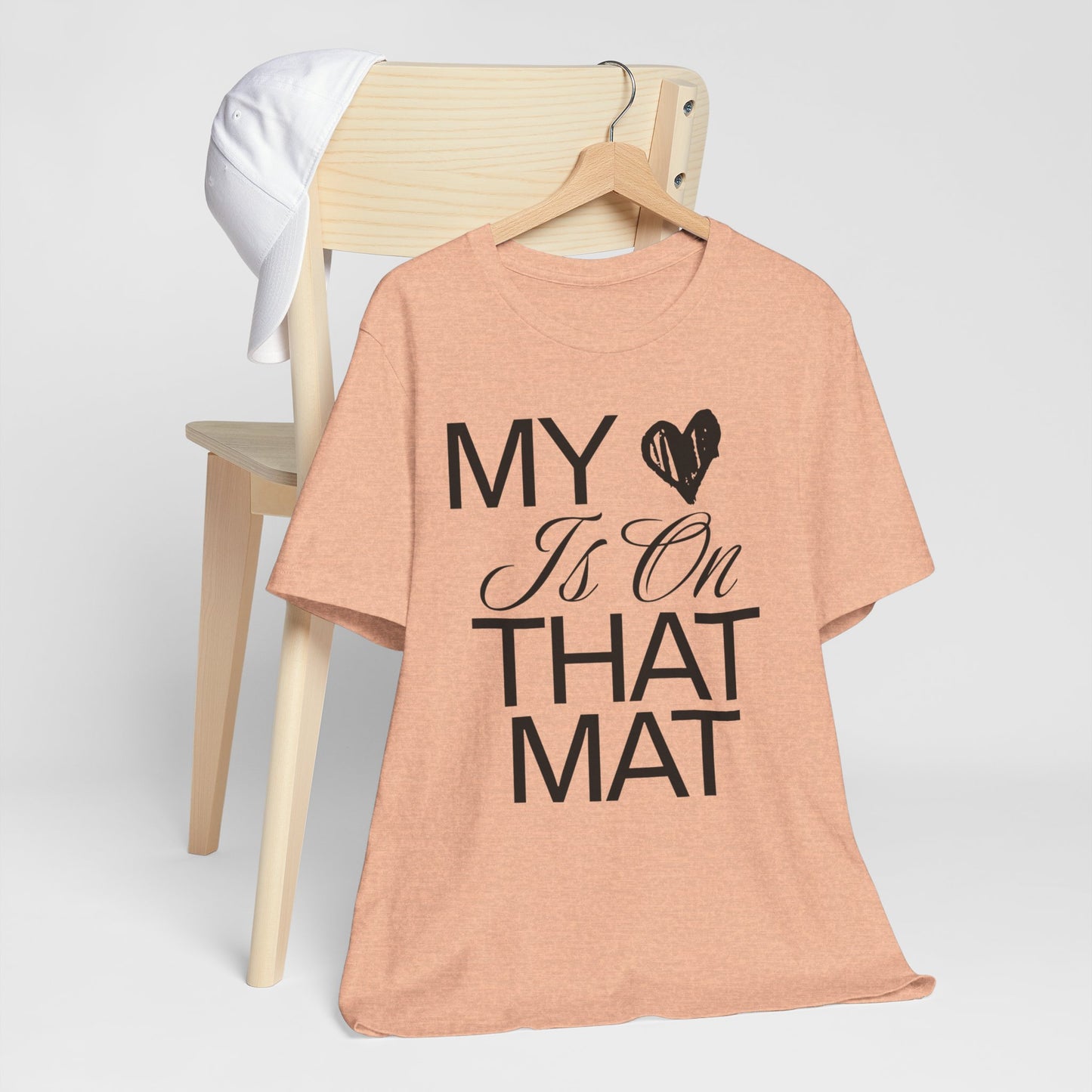 Cheer Mom Tee - My Heart Is On That Mat Cheerleading Mama T-Shirt