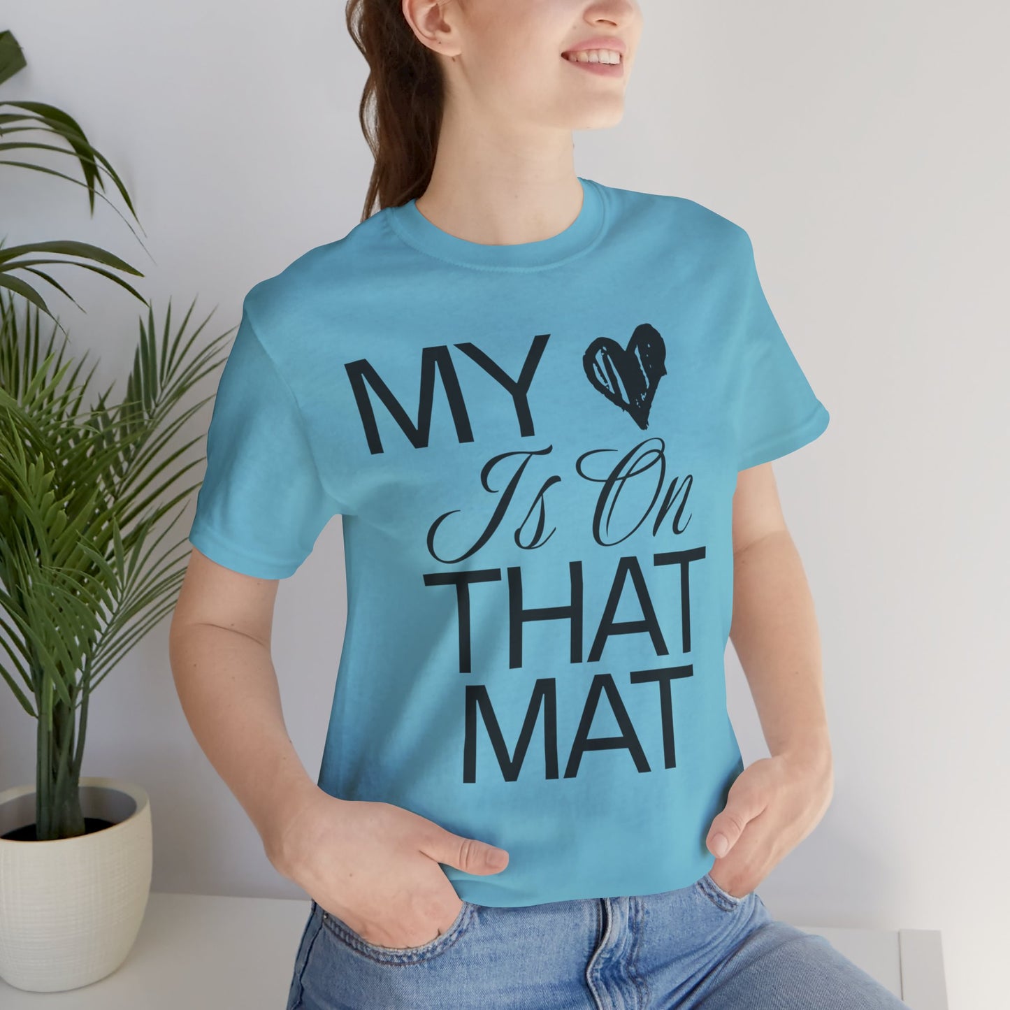 Cheer Mom Tee - My Heart Is On That Mat Cheerleading Mama T-Shirt