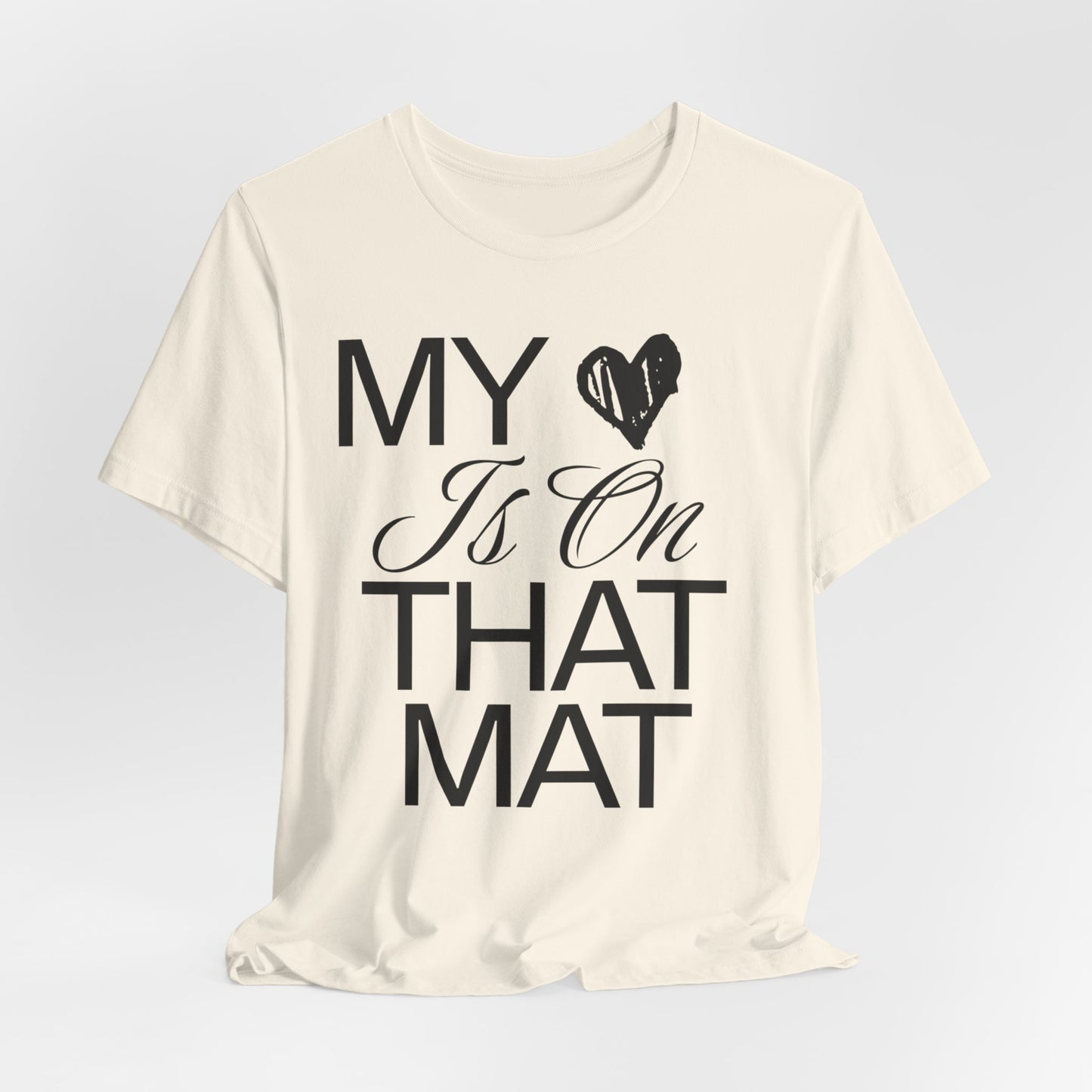 Cheer Mom Tee - My Heart Is On That Mat Cheerleading Mama T-Shirt