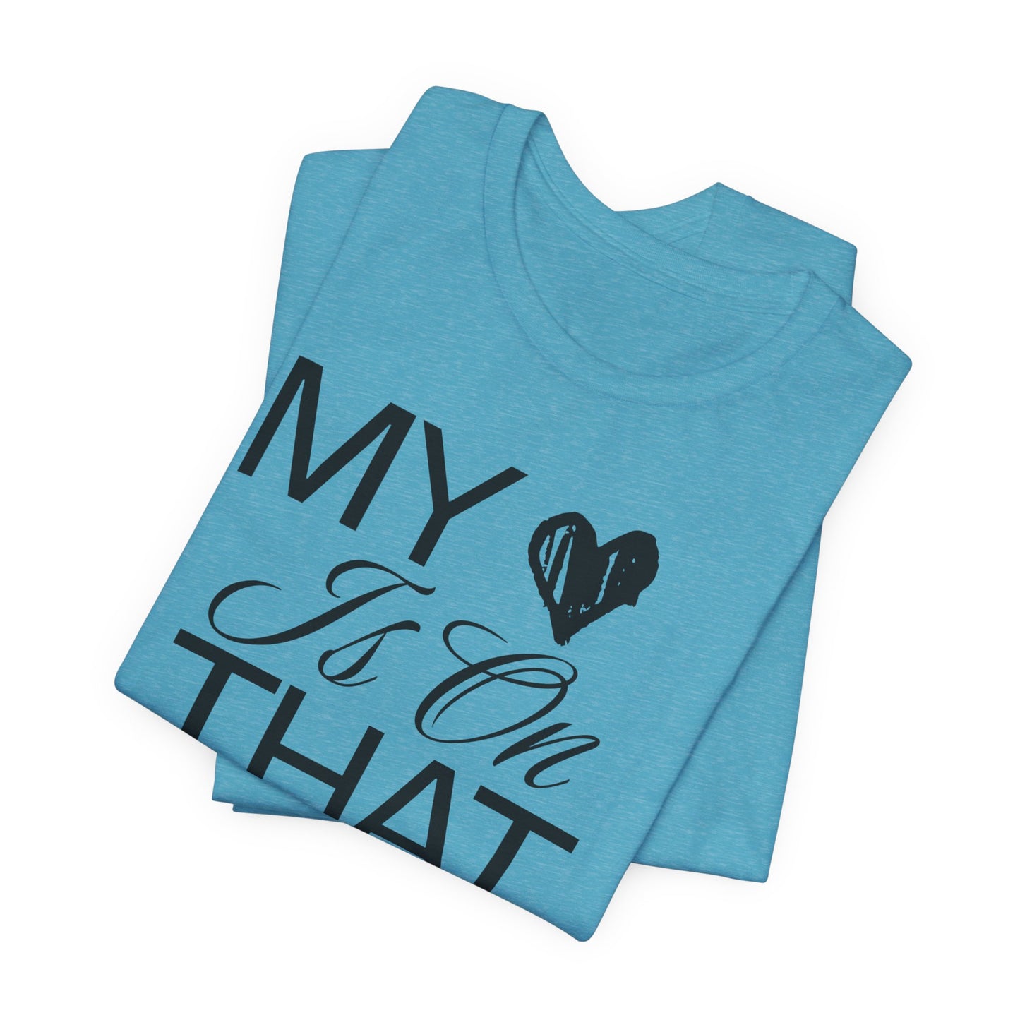 My Heart Is On The Mat T-Shirt | Cheer Mom Gift | Cheerleading Mom Tee