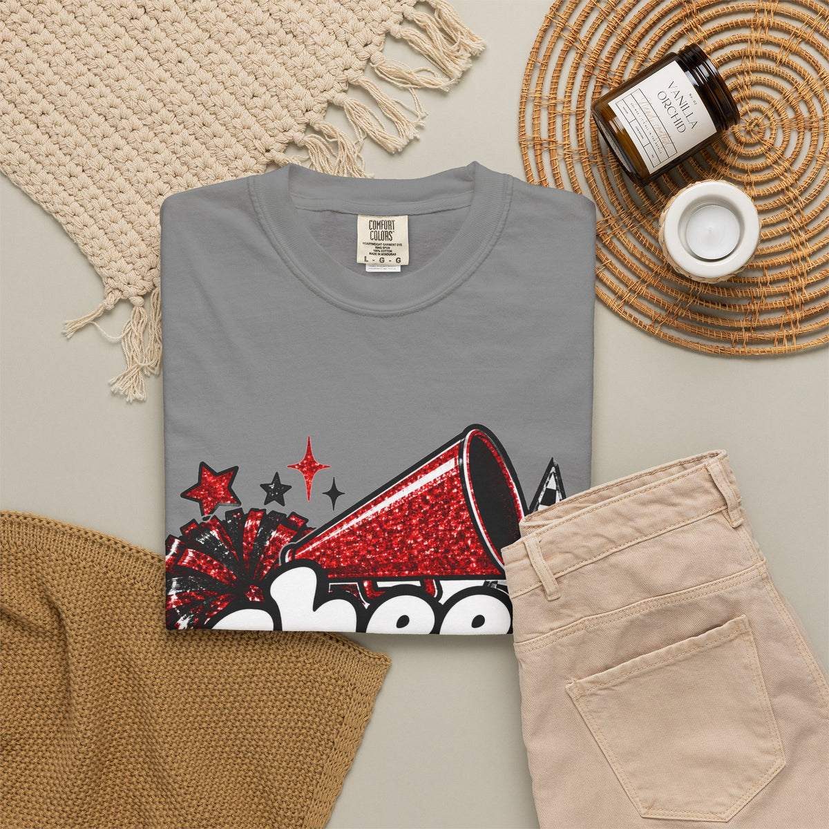 Cheer Dad Glitter Tee | Comfort Colors