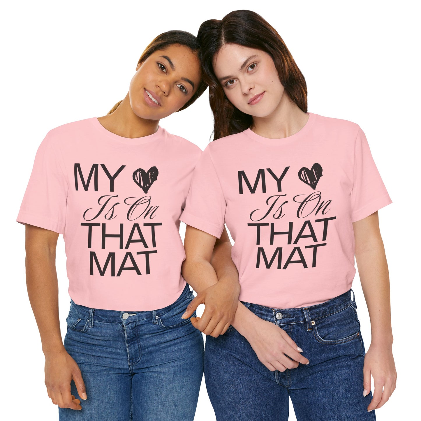 Cheer Mom Tee - My Heart Is On That Mat Cheerleading Mama T-Shirt