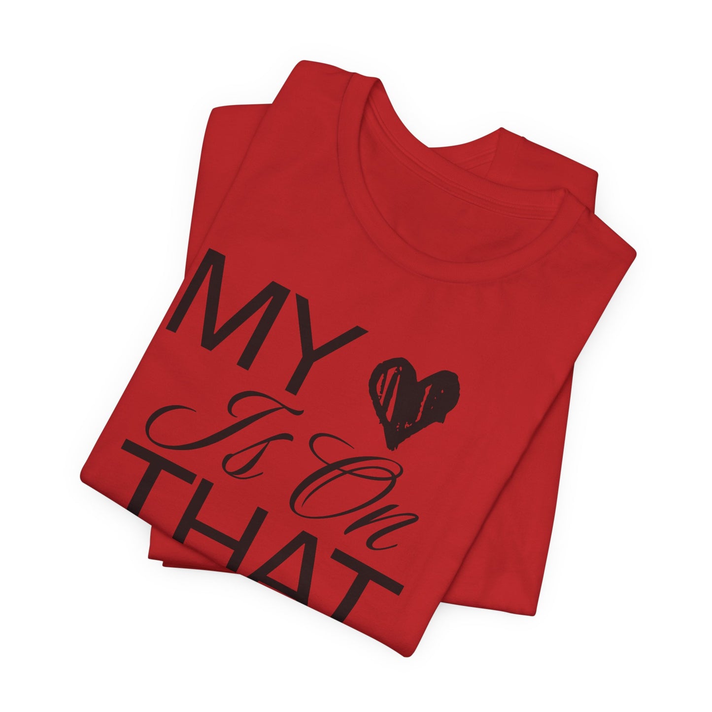 My Heart Is On The Mat T-Shirt | Cheer Mom Gift | Cheerleading Mom Tee