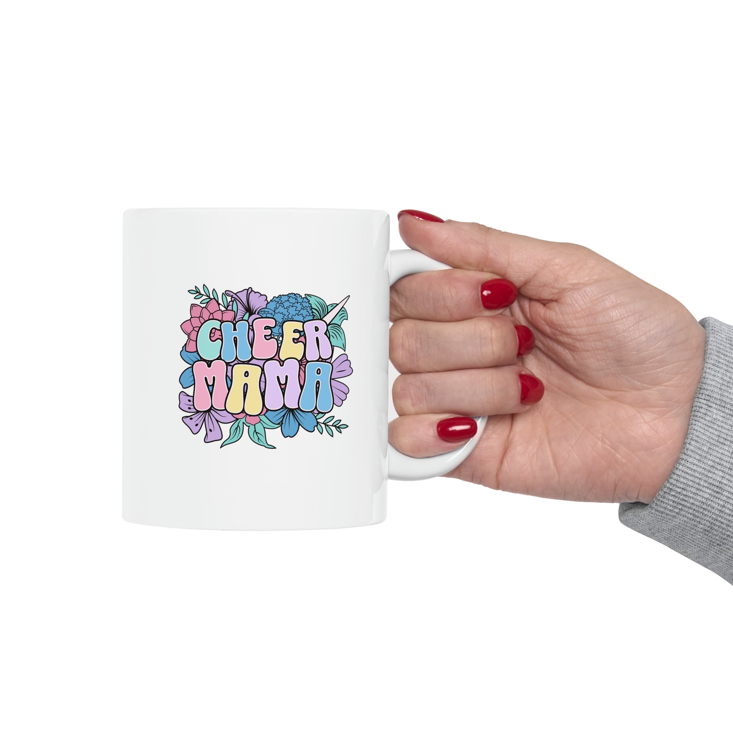 Groovy Cheer Mom Floral Mug